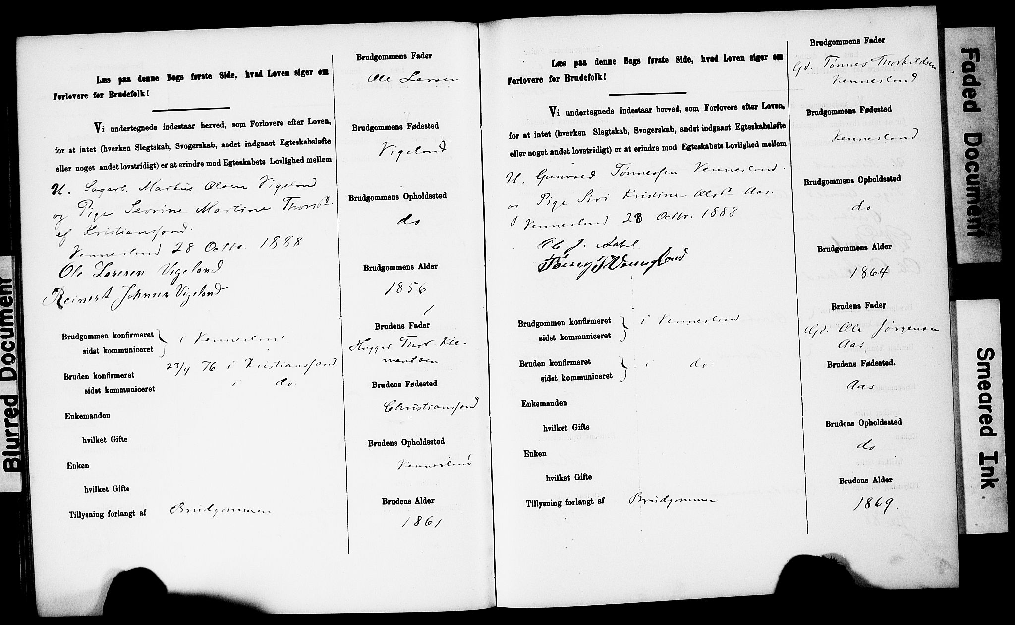 Vennesla sokneprestkontor, AV/SAK-1111-0045/J/L0032/0003: Banns register no. II 5 1, 1886-1892, p. 32