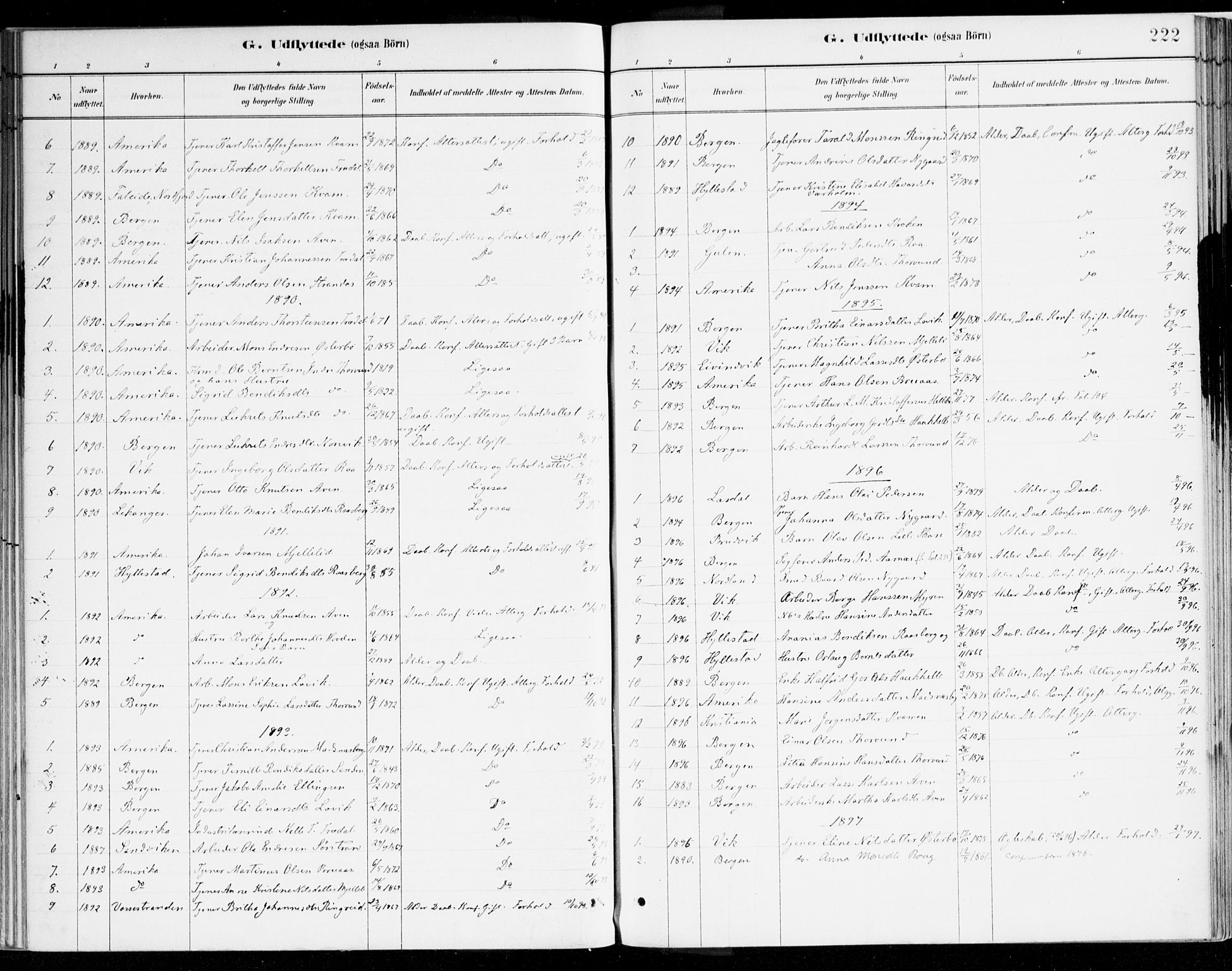 Lavik sokneprestembete, AV/SAB-A-80901: Parish register (official) no. B 1, 1882-1908, p. 222