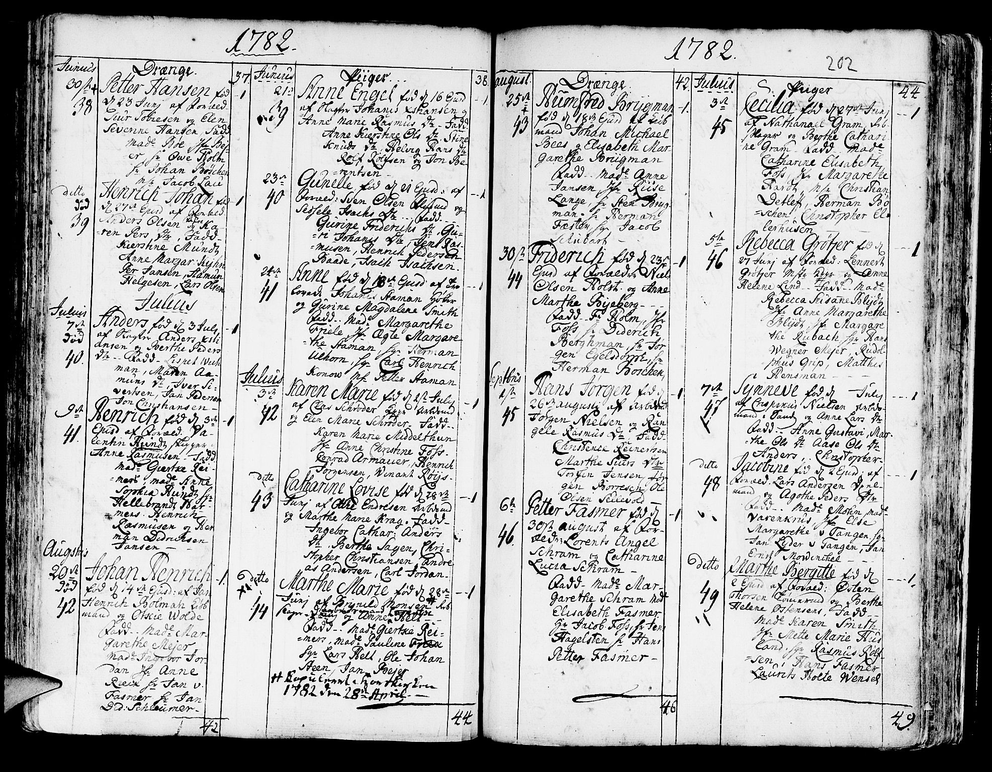 Korskirken sokneprestembete, SAB/A-76101/H/Haa/L0005: Parish register (official) no. A 5, 1751-1789, p. 202