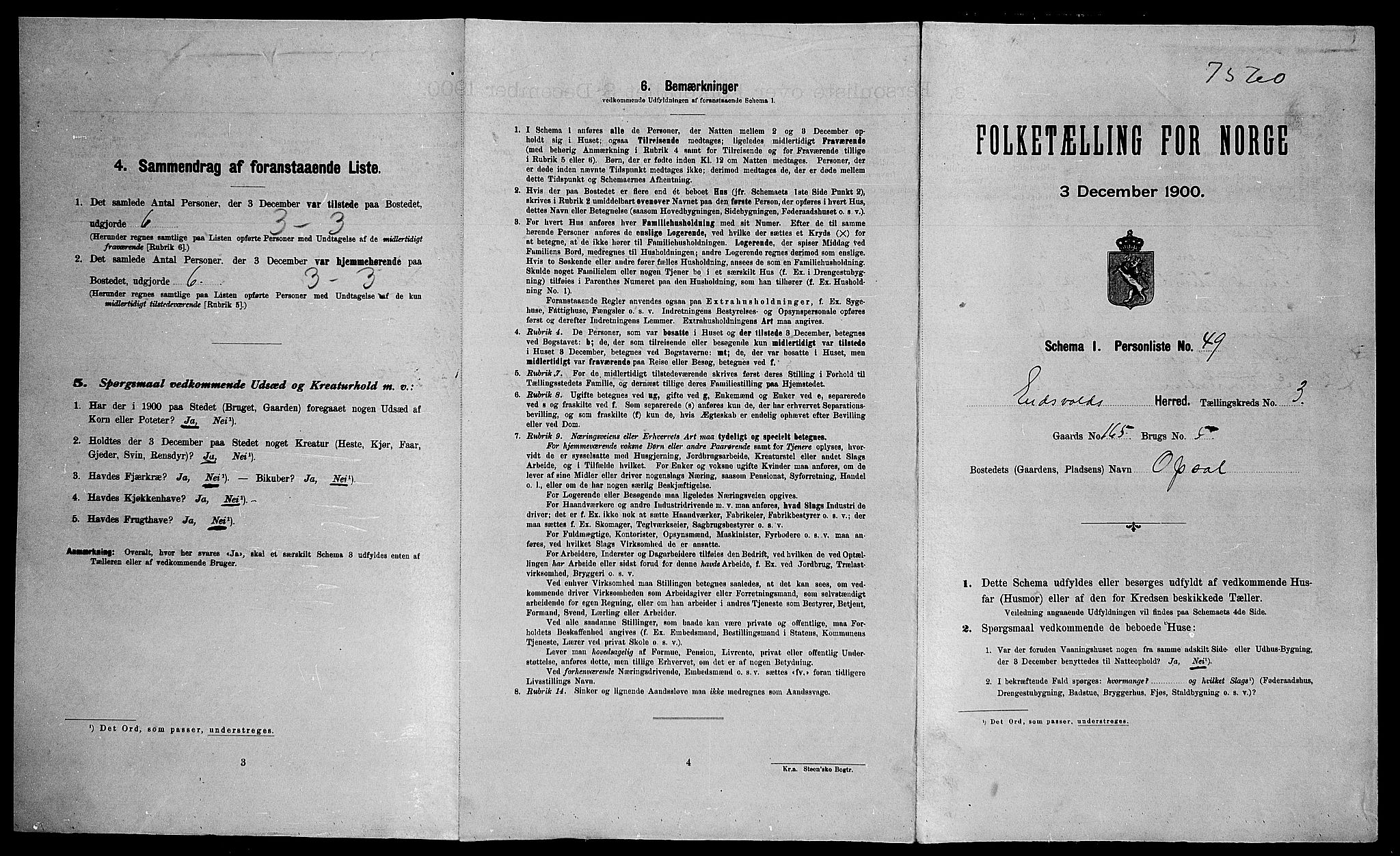 SAO, 1900 census for Eidsvoll, 1900