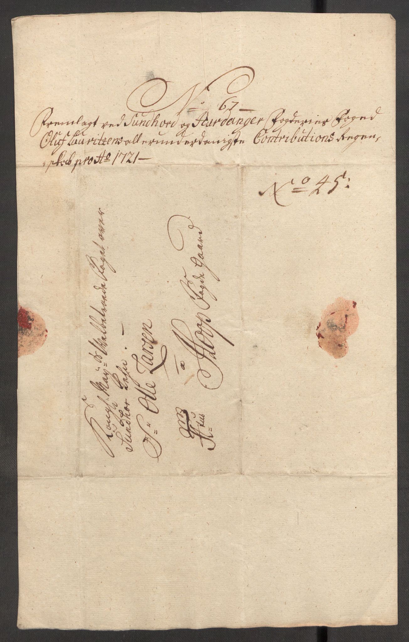 Rentekammeret inntil 1814, Reviderte regnskaper, Fogderegnskap, RA/EA-4092/R48/L3000: Fogderegnskap Sunnhordland og Hardanger, 1721, p. 396