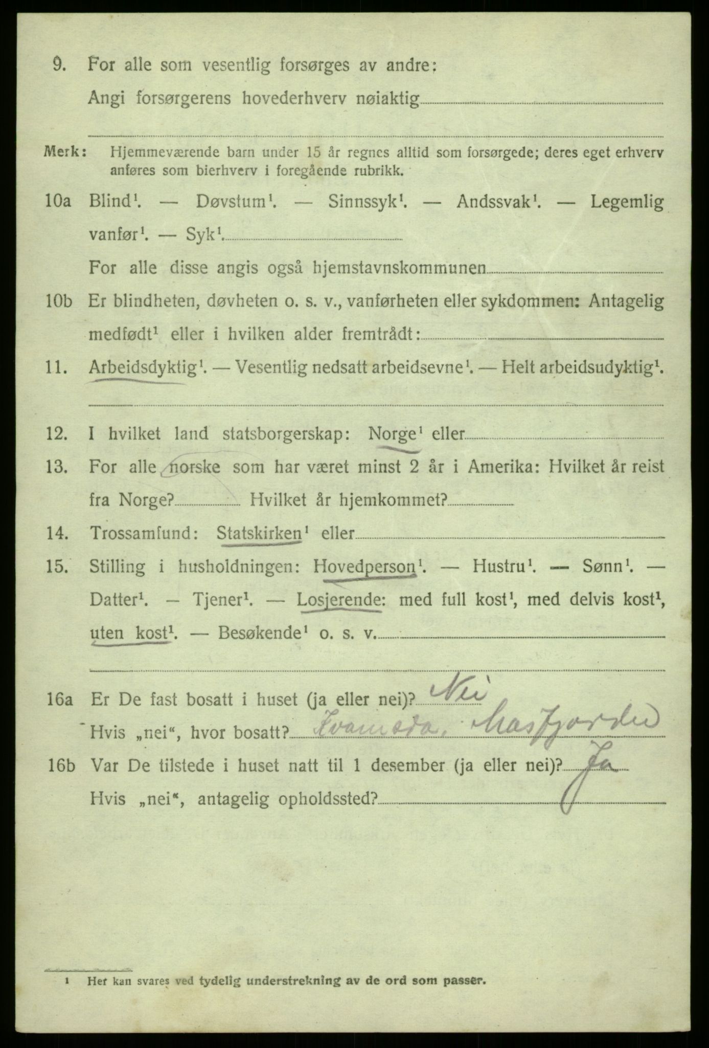 SAB, 1920 census for Masfjorden, 1920, p. 4464