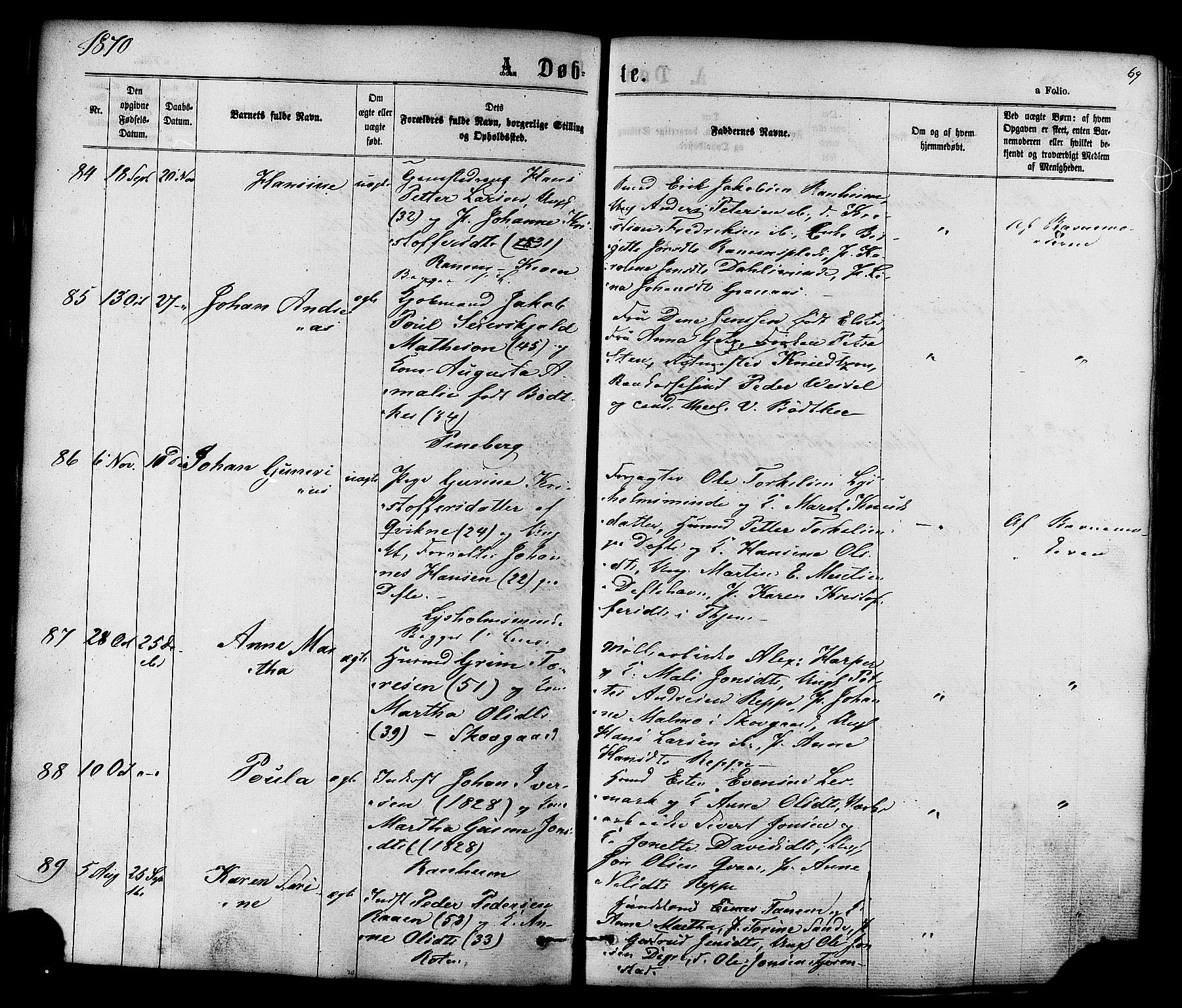 Ministerialprotokoller, klokkerbøker og fødselsregistre - Sør-Trøndelag, SAT/A-1456/606/L0293: Parish register (official) no. 606A08, 1866-1877, p. 69