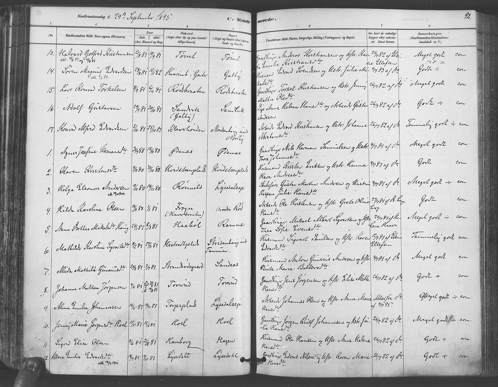 Vestby prestekontor Kirkebøker, AV/SAO-A-10893/F/Fa/L0009: Parish register (official) no. I 9, 1878-1900, p. 92