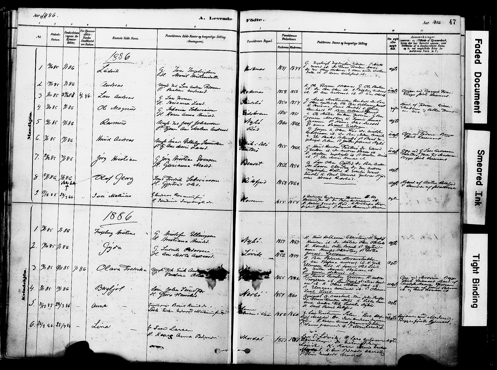 Ministerialprotokoller, klokkerbøker og fødselsregistre - Møre og Romsdal, SAT/A-1454/560/L0721: Parish register (official) no. 560A05, 1878-1917, p. 47