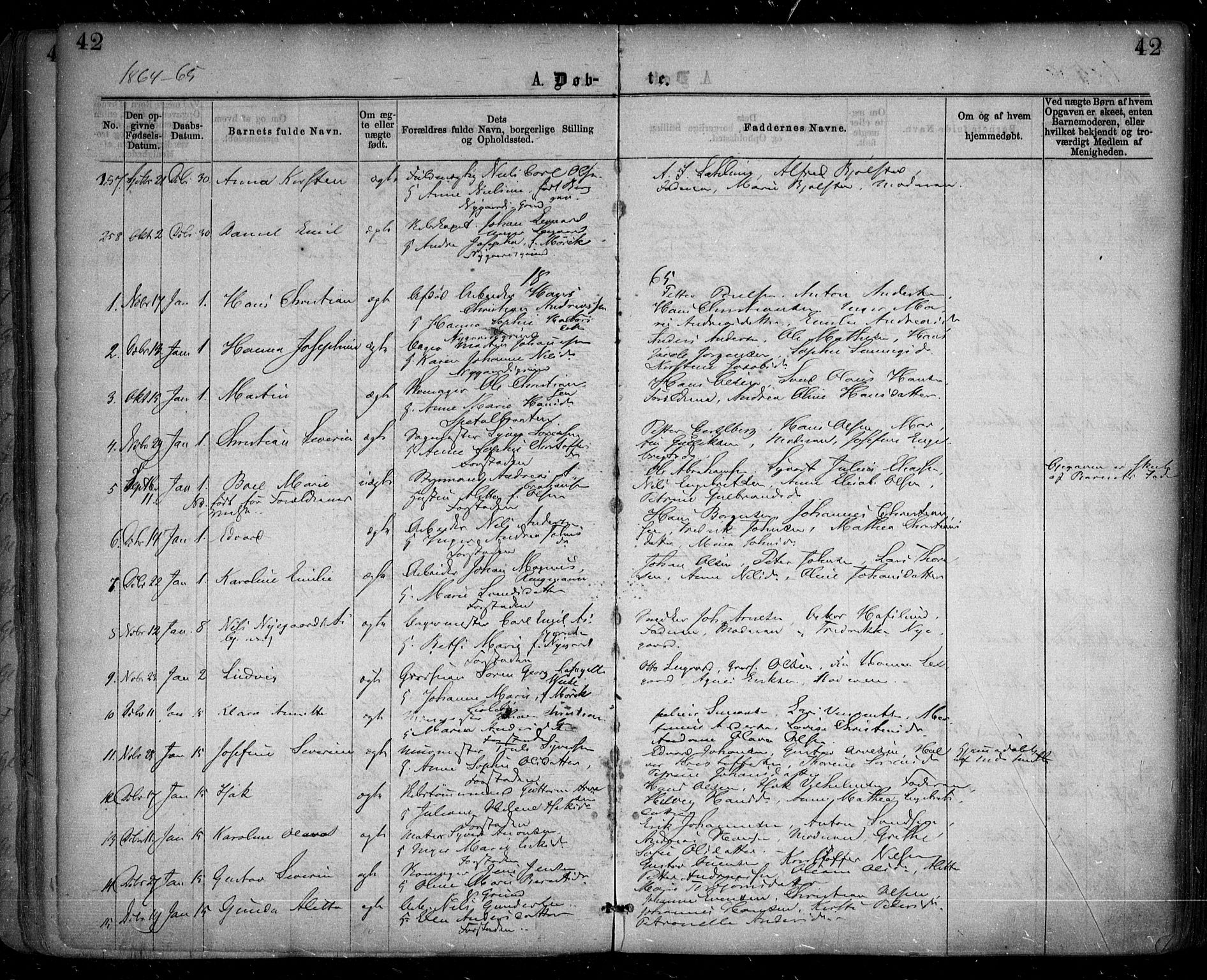 Glemmen prestekontor Kirkebøker, SAO/A-10908/F/Fa/L0008: Parish register (official) no. 8, 1862-1871, p. 42