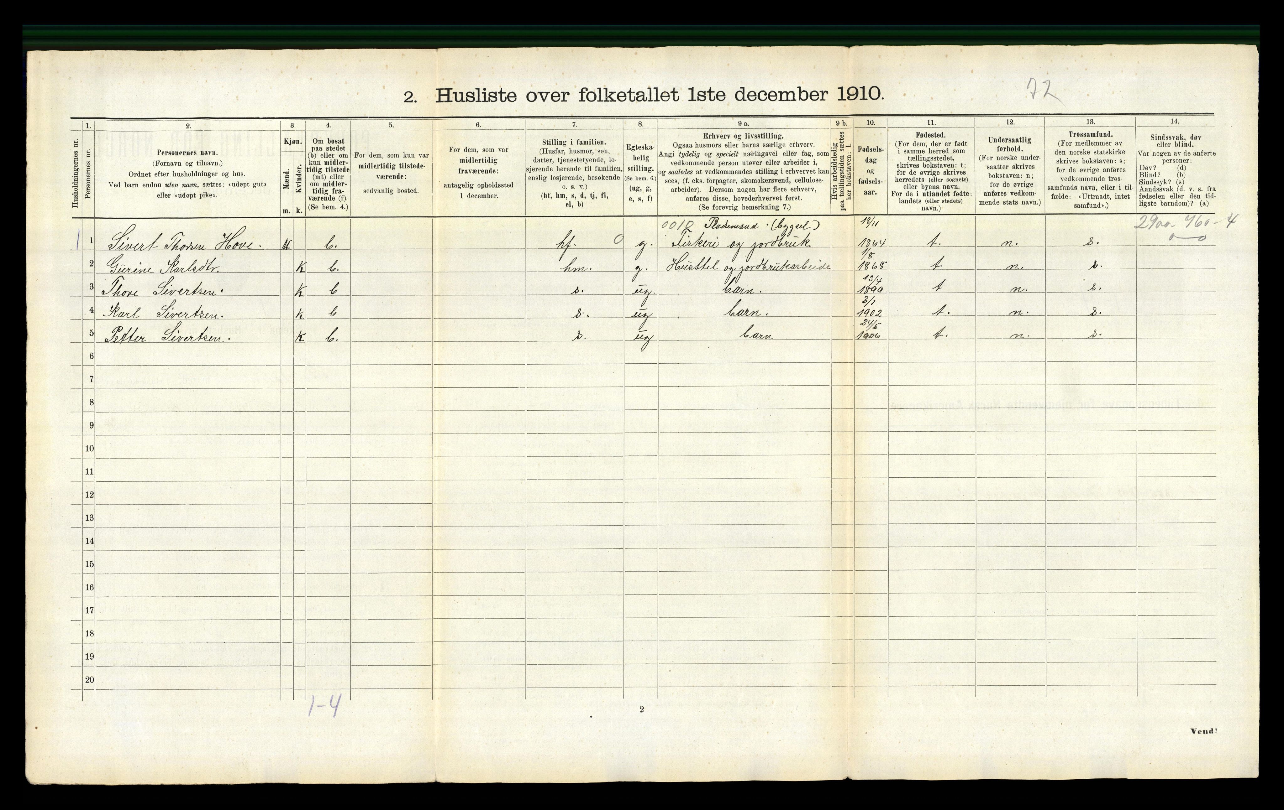 RA, 1910 census for Stordal, 1910, p. 41