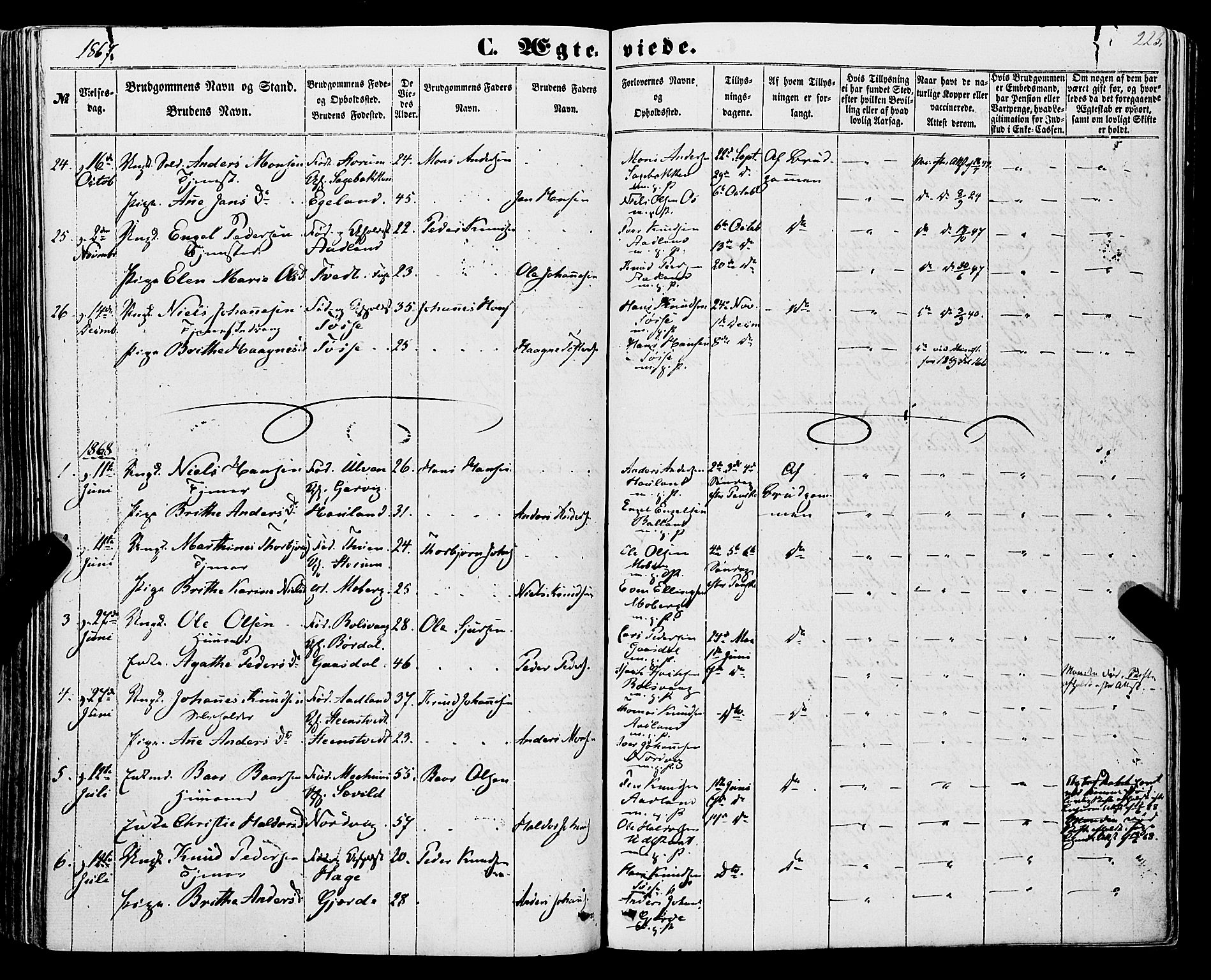 Os sokneprestembete, SAB/A-99929: Parish register (official) no. A 17, 1860-1873, p. 223