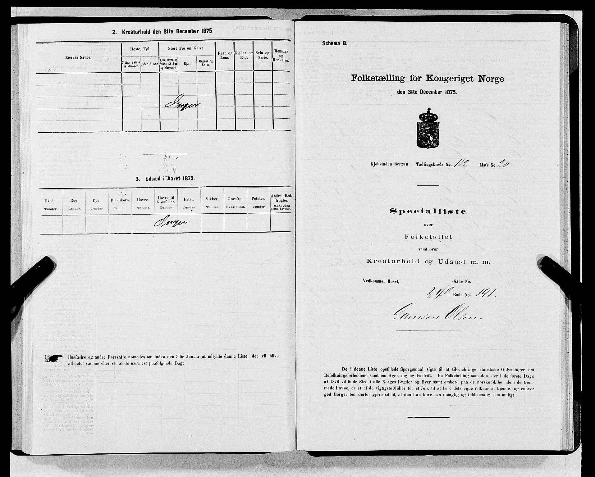 SAB, 1875 census for 1301 Bergen, 1875, p. 6115