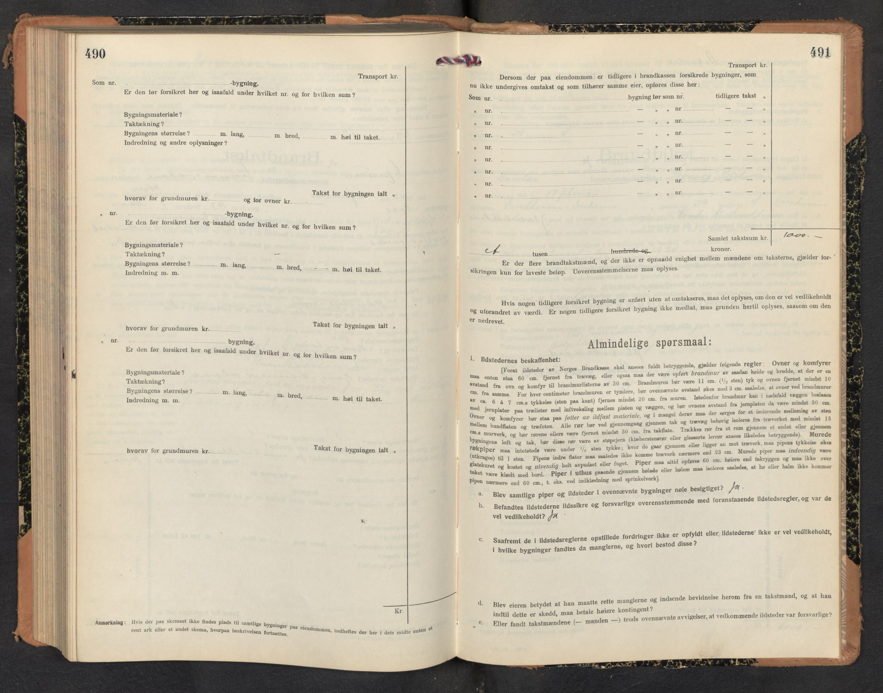 Lensmannen i Gaular, AV/SAB-A-27601/0012/L0006: Branntakstprotokoll, skjematakst, 1917-1943, p. 490-491