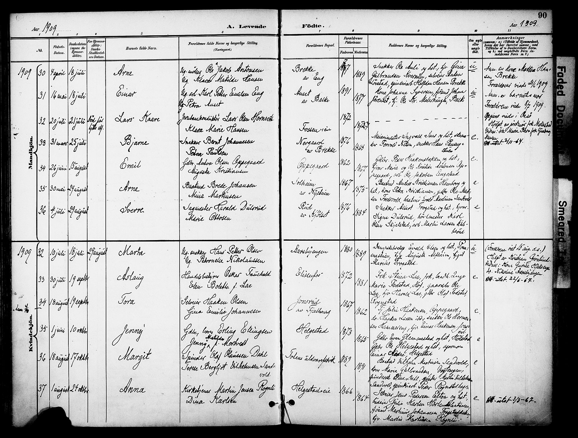 Østre Toten prestekontor, AV/SAH-PREST-104/H/Ha/Haa/L0009: Parish register (official) no. 9, 1897-1913, p. 90