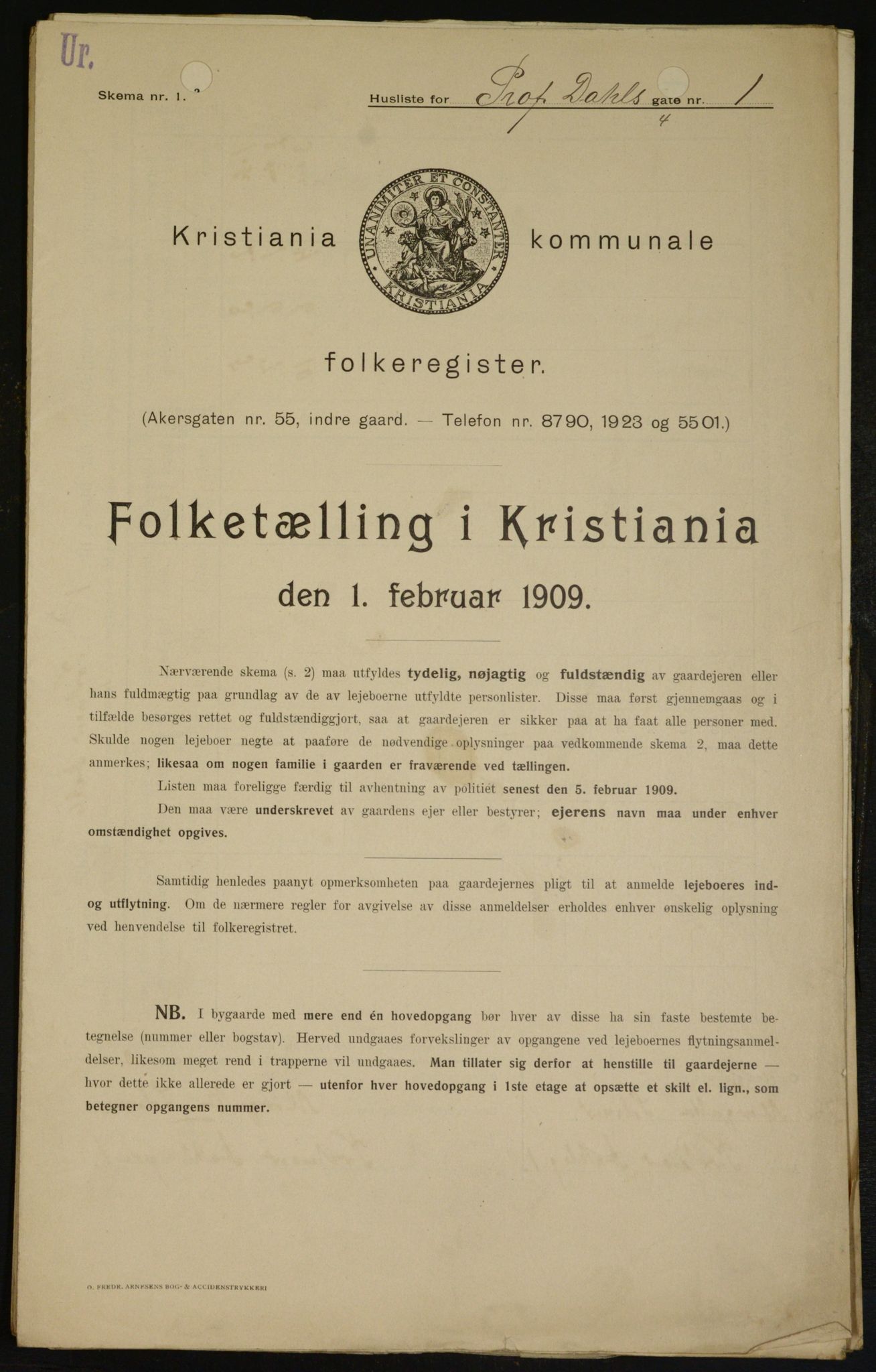 OBA, Municipal Census 1909 for Kristiania, 1909, p. 73699