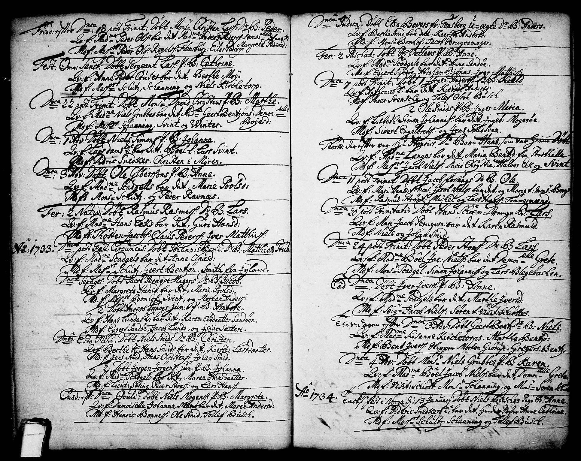 Brevik kirkebøker, SAKO/A-255/F/Fa/L0002: Parish register (official) no. 2, 1720-1764, p. 34d