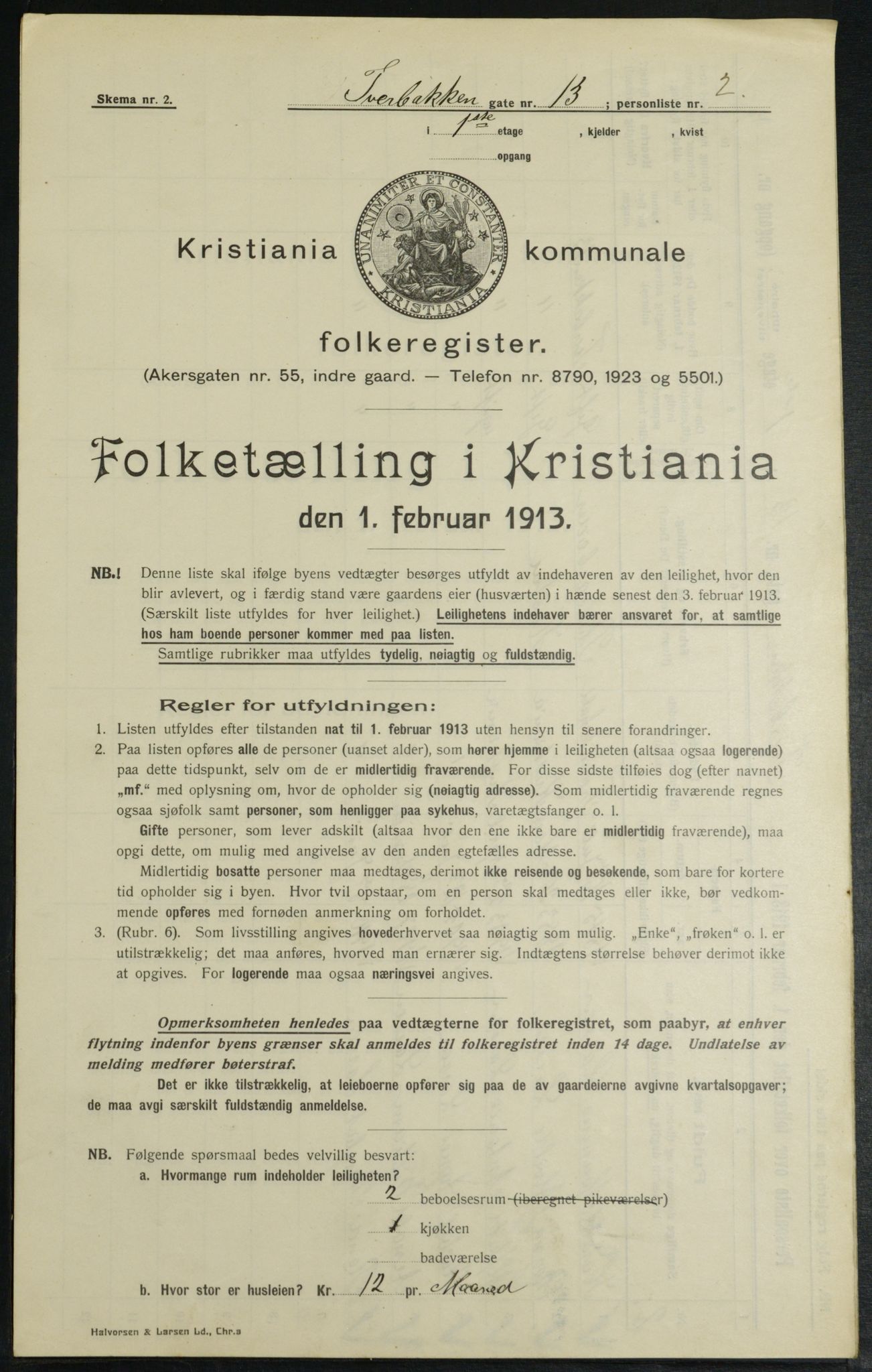 OBA, Municipal Census 1913 for Kristiania, 1913, p. 117469