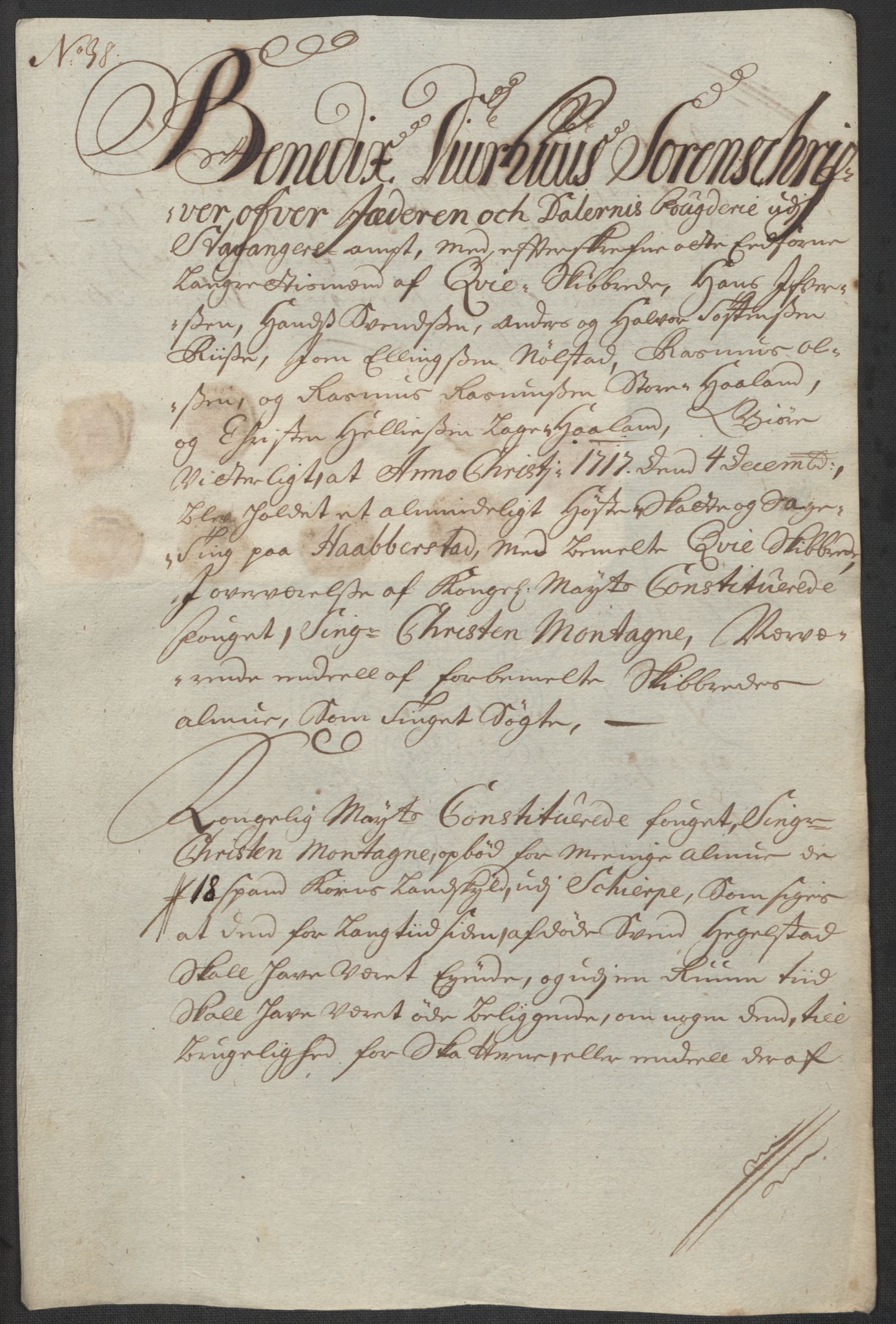 Rentekammeret inntil 1814, Reviderte regnskaper, Fogderegnskap, AV/RA-EA-4092/R46/L2742: Fogderegnskap Jæren og Dalane, 1717, p. 175