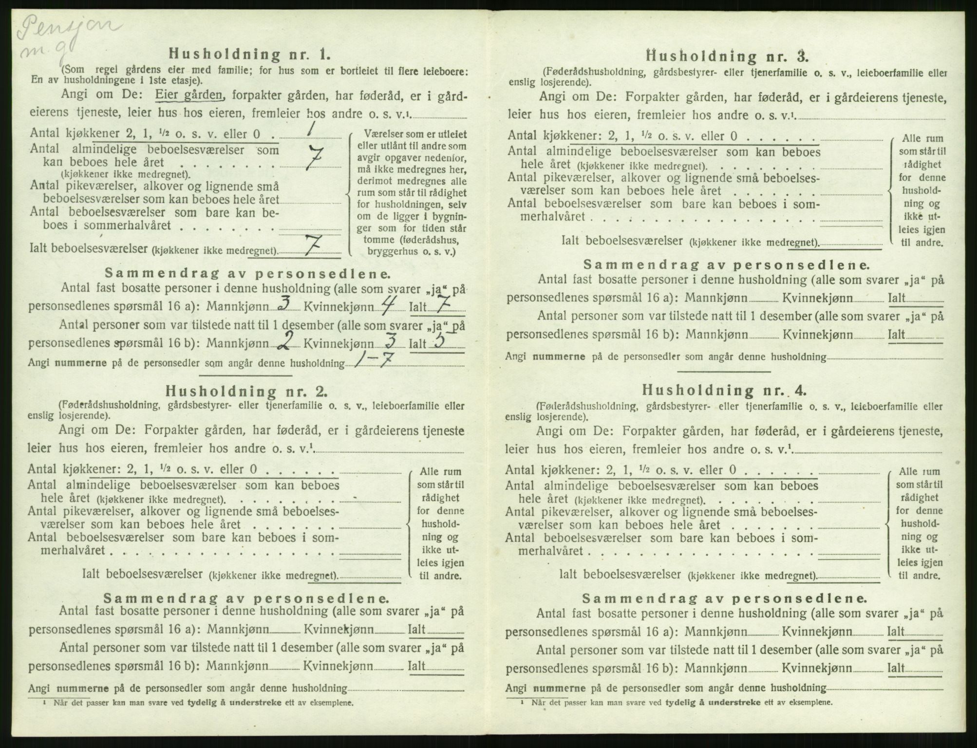 SAT, 1920 census for Volda, 1920, p. 351