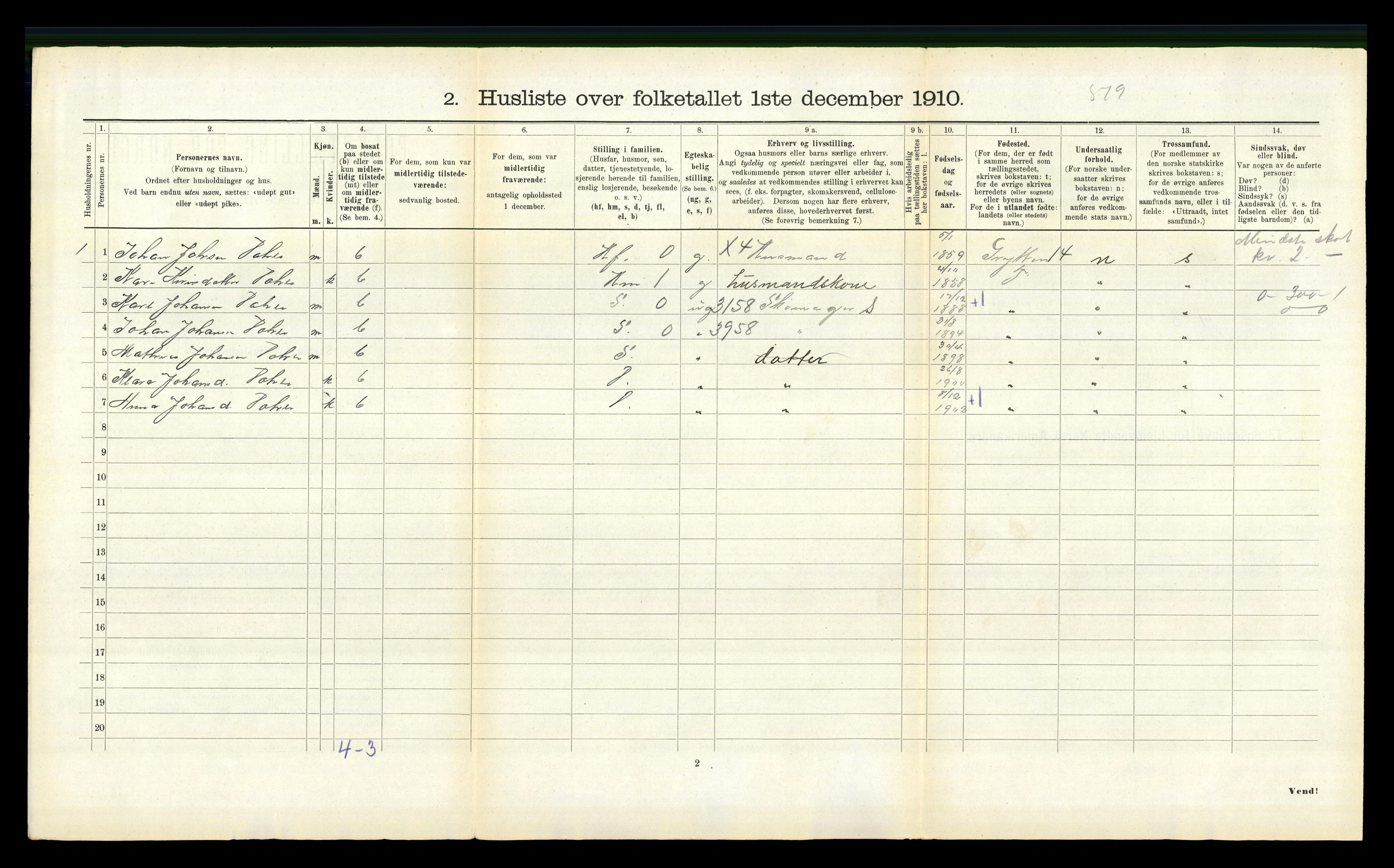 RA, 1910 census for Hen, 1910, p. 338