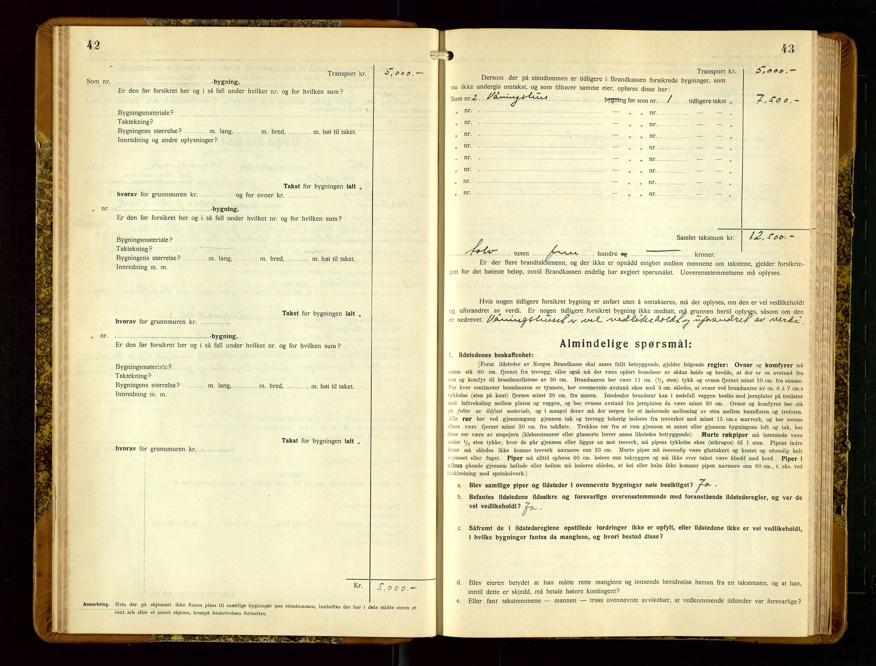 Hå lensmannskontor, AV/SAST-A-100456/Goa/L0006: Takstprotokoll (skjema), 1932-1938, p. 42-43