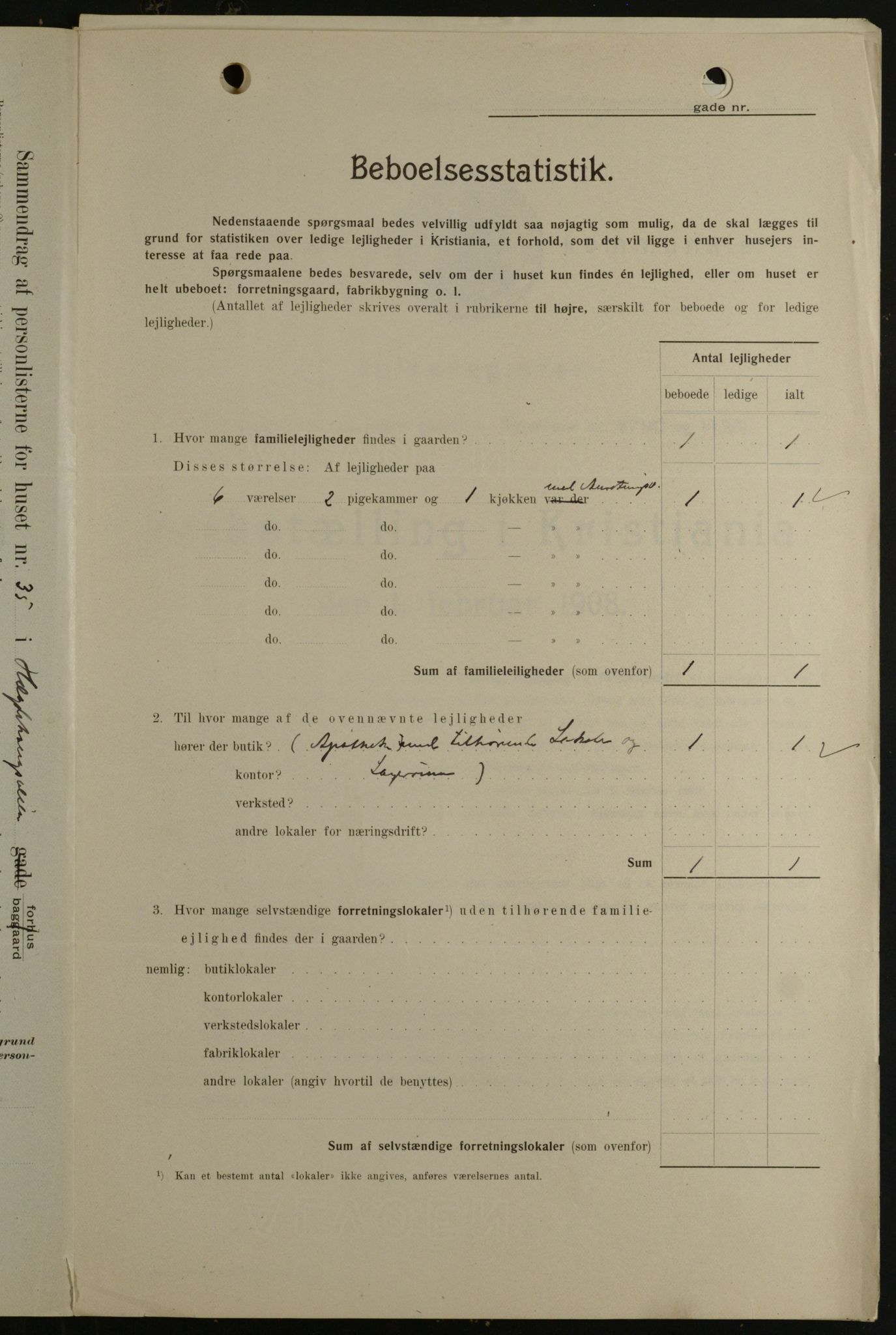 OBA, Municipal Census 1908 for Kristiania, 1908, p. 32894