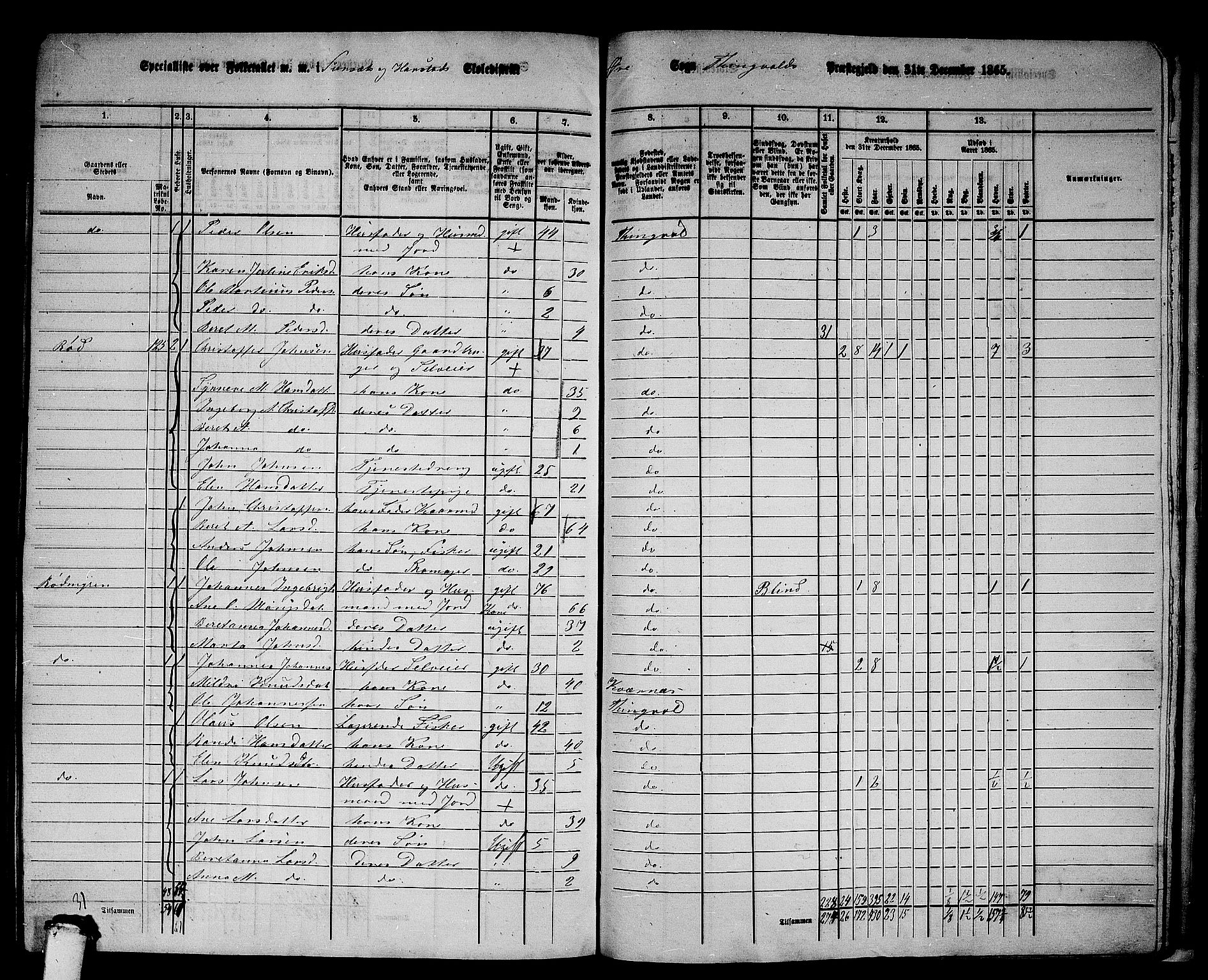 RA, 1865 census for Tingvoll, 1865, p. 233