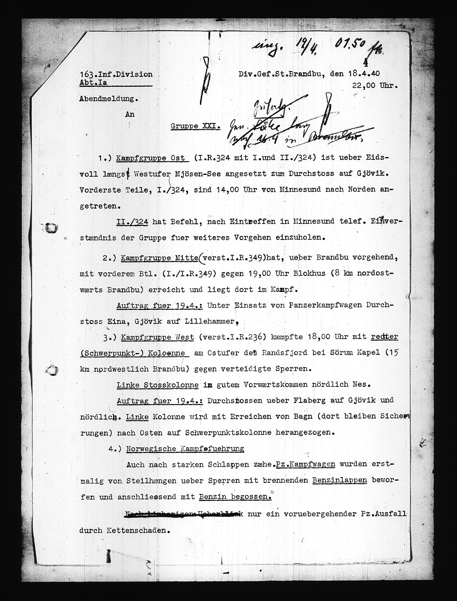 Documents Section, AV/RA-RAFA-2200/V/L0076: Amerikansk mikrofilm "Captured German Documents".
Box No. 715.  FKA jnr. 619/1954., 1940, p. 653