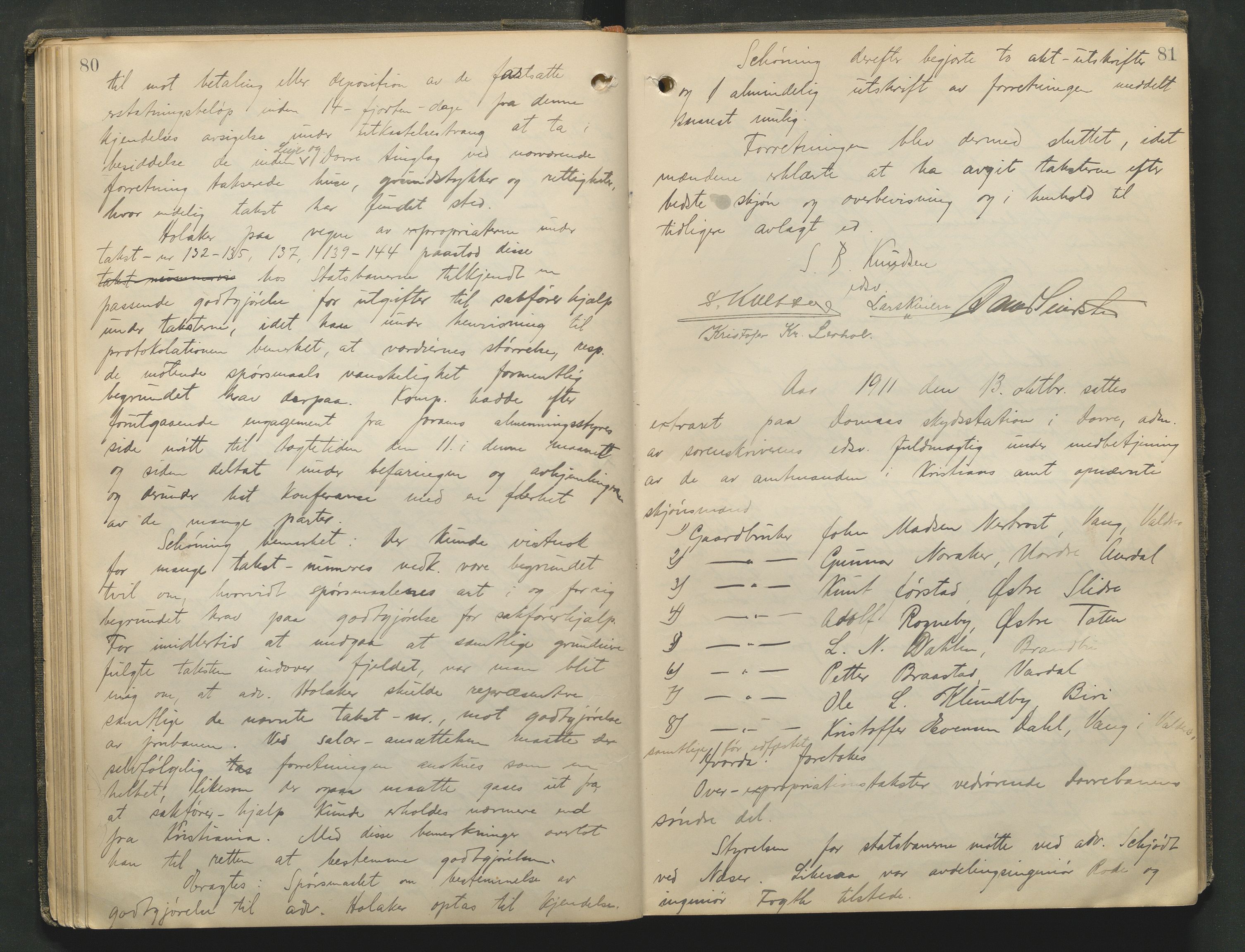 Nord-Gudbrandsdal tingrett, AV/SAH-TING-002/G/Gc/Gcb/L0009: Ekstrarettsprotokoll for åstedssaker, 1910-1913, p. 80-81