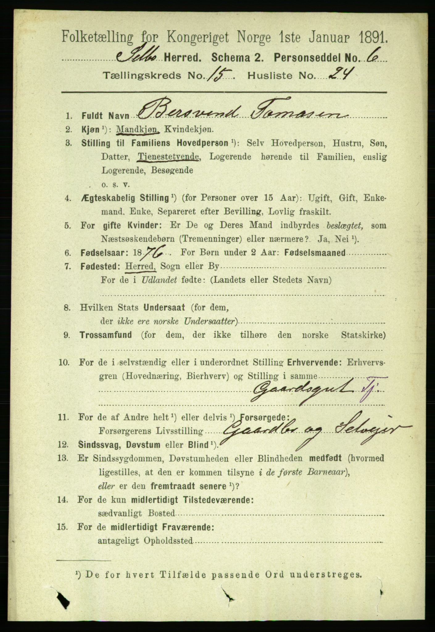 RA, 1891 census for 1664 Selbu, 1891, p. 5678