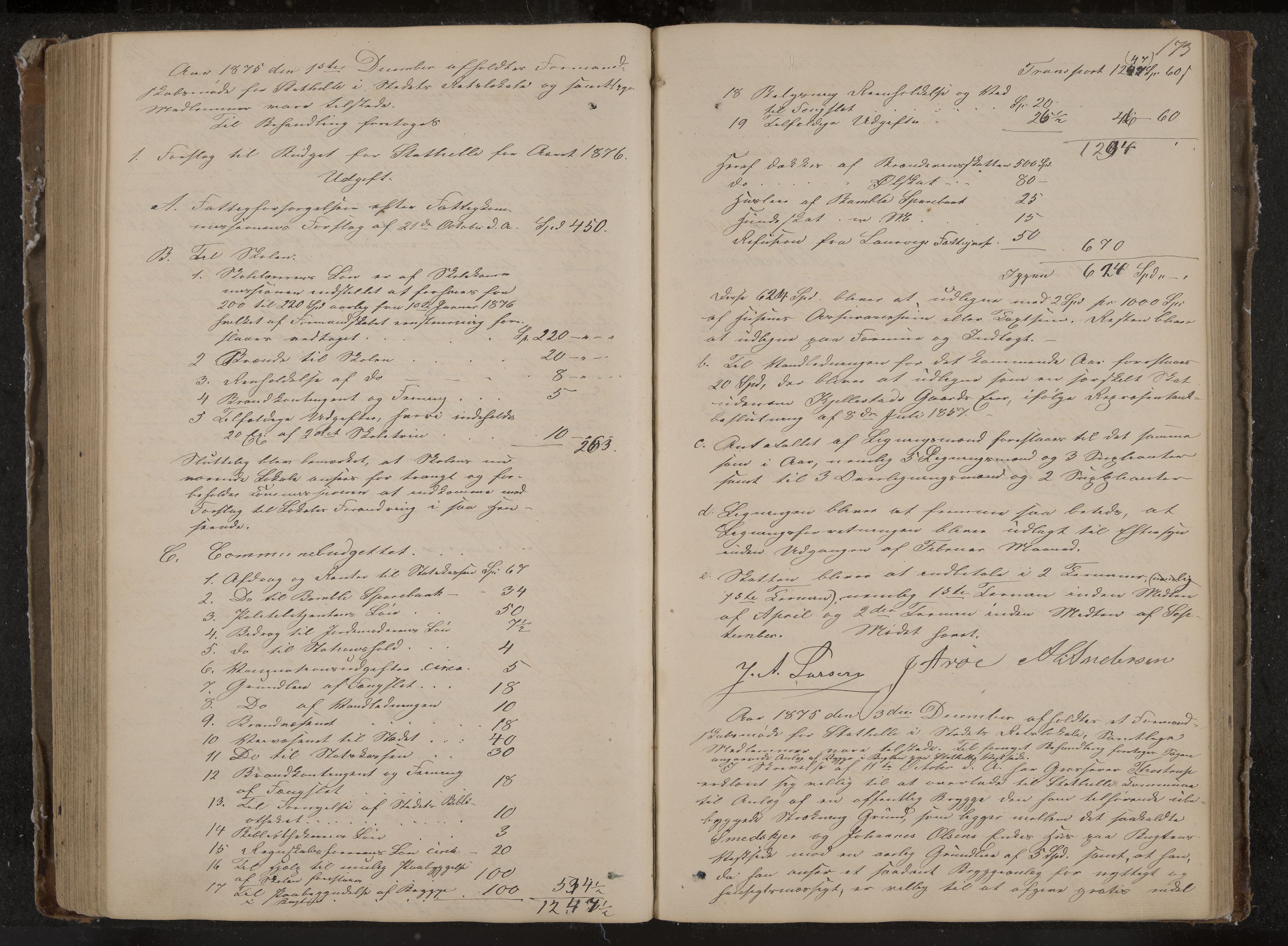 Stathelle formannskap og sentraladministrasjon, IKAK/0803021/A/L0001: Møtebok, 1852-1891, p. 173