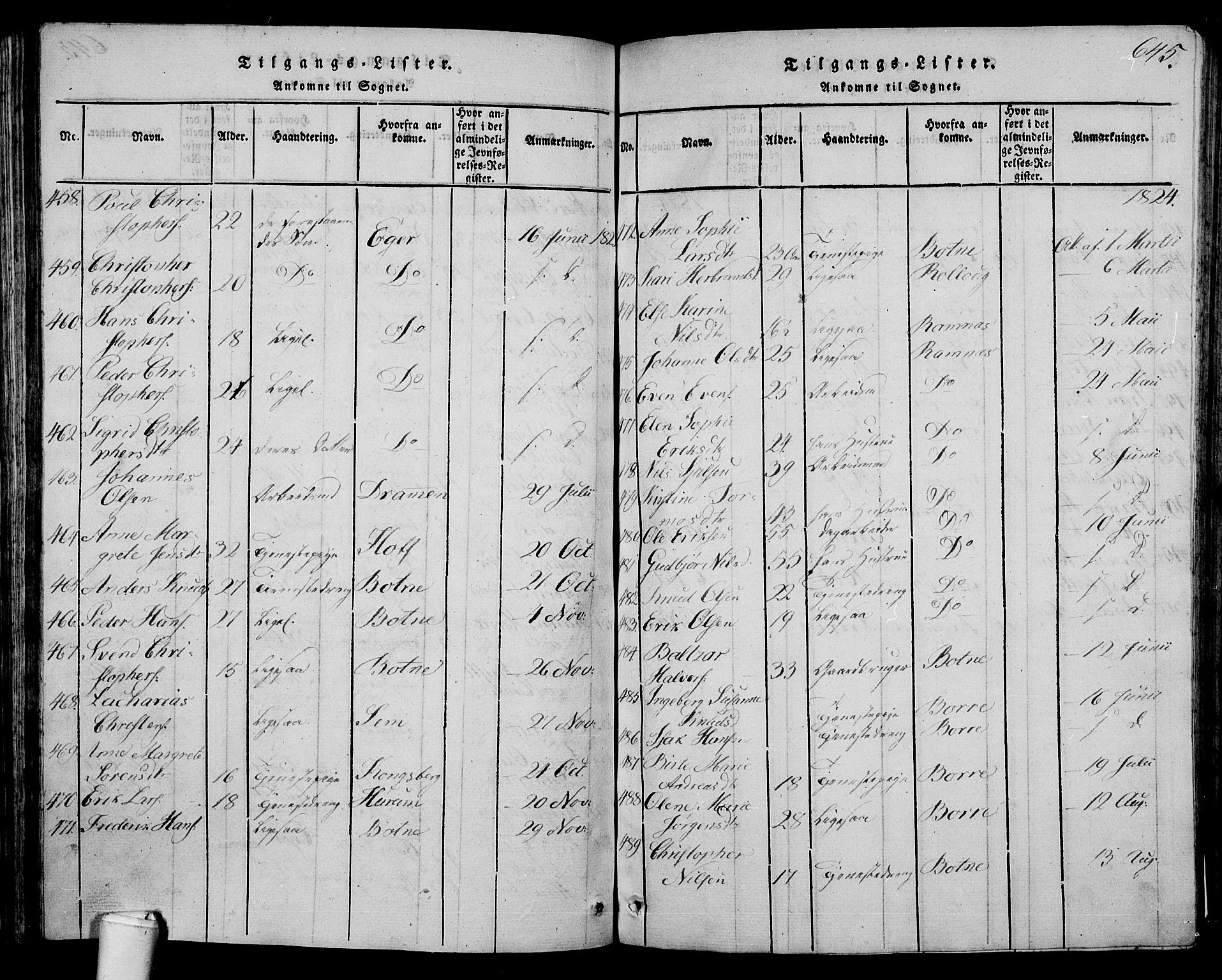 Våle kirkebøker, AV/SAKO-A-334/G/Ga/L0001: Parish register (copy) no. I 1, 1814-1824, p. 644-645