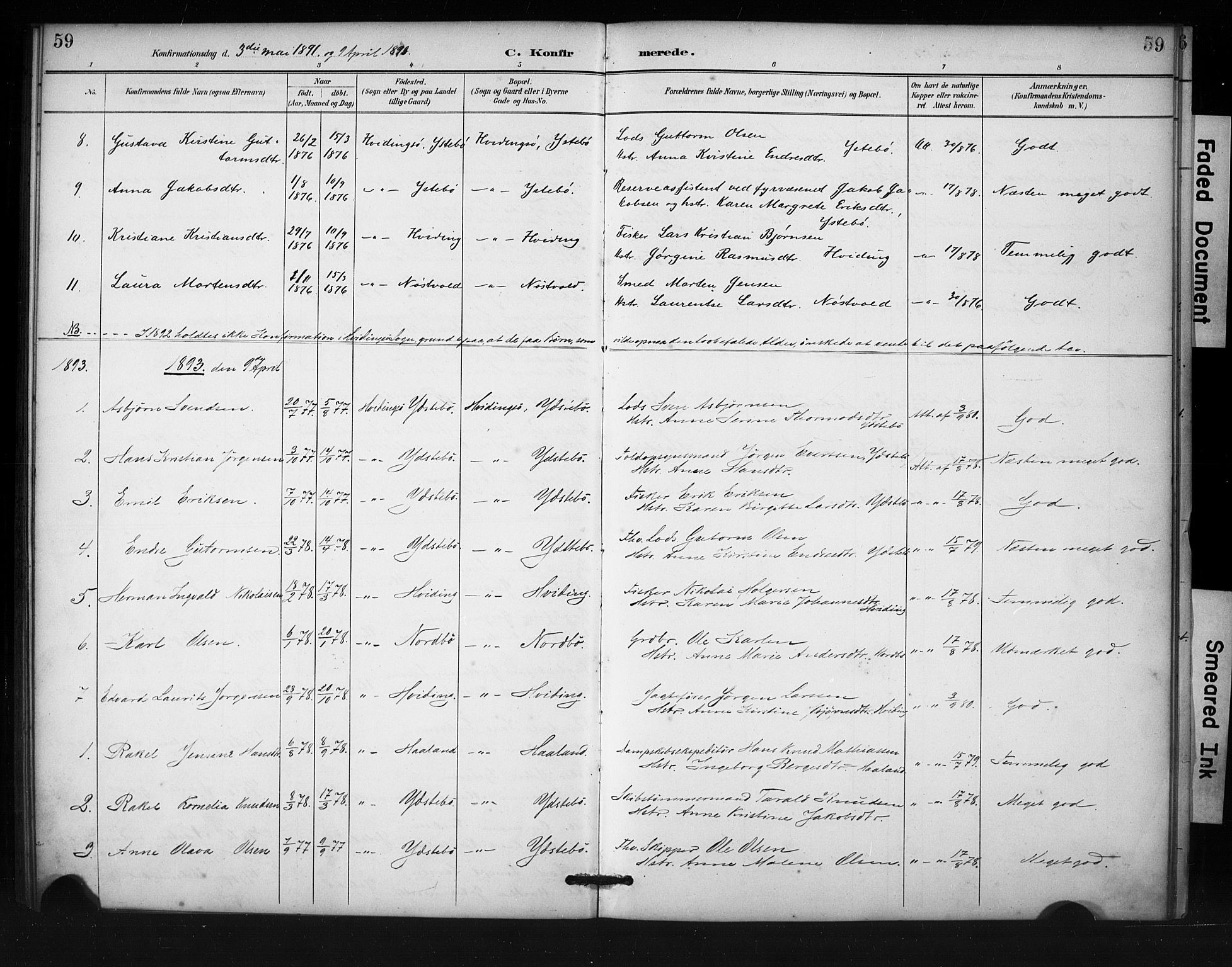 Rennesøy sokneprestkontor, SAST/A -101827/H/Ha/Haa/L0013: Parish register (official) no. A 12, 1888-1916, p. 59