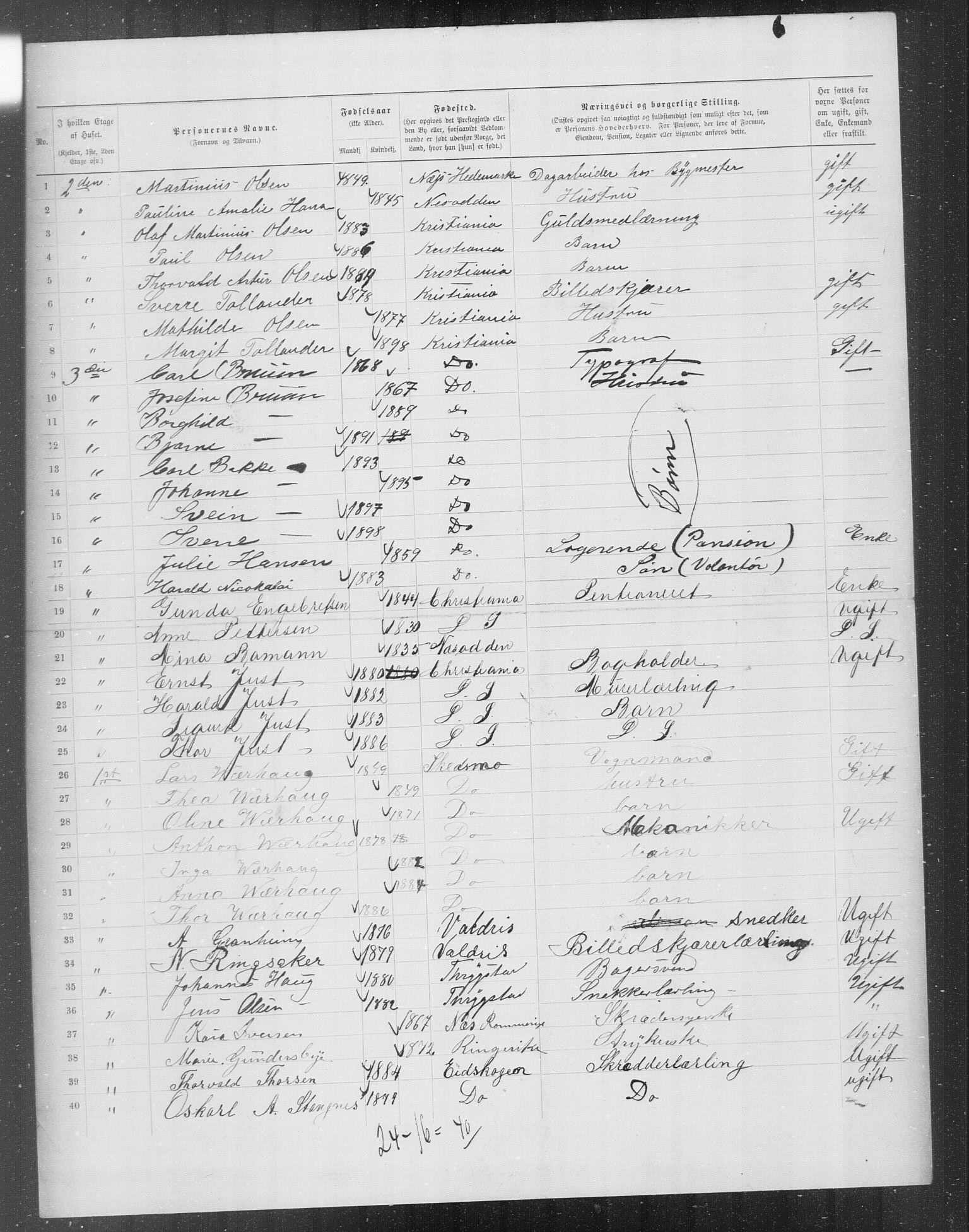 OBA, Municipal Census 1899 for Kristiania, 1899, p. 7524