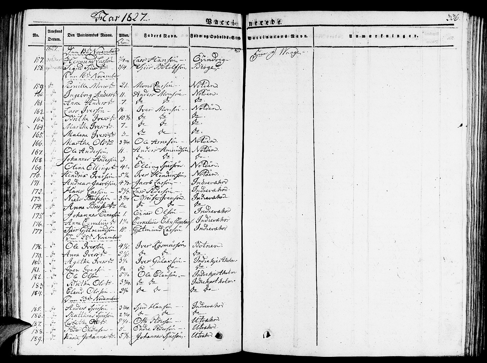 Gulen sokneprestembete, AV/SAB-A-80201/H/Haa/Haaa/L0019: Parish register (official) no. A 19, 1826-1836, p. 336