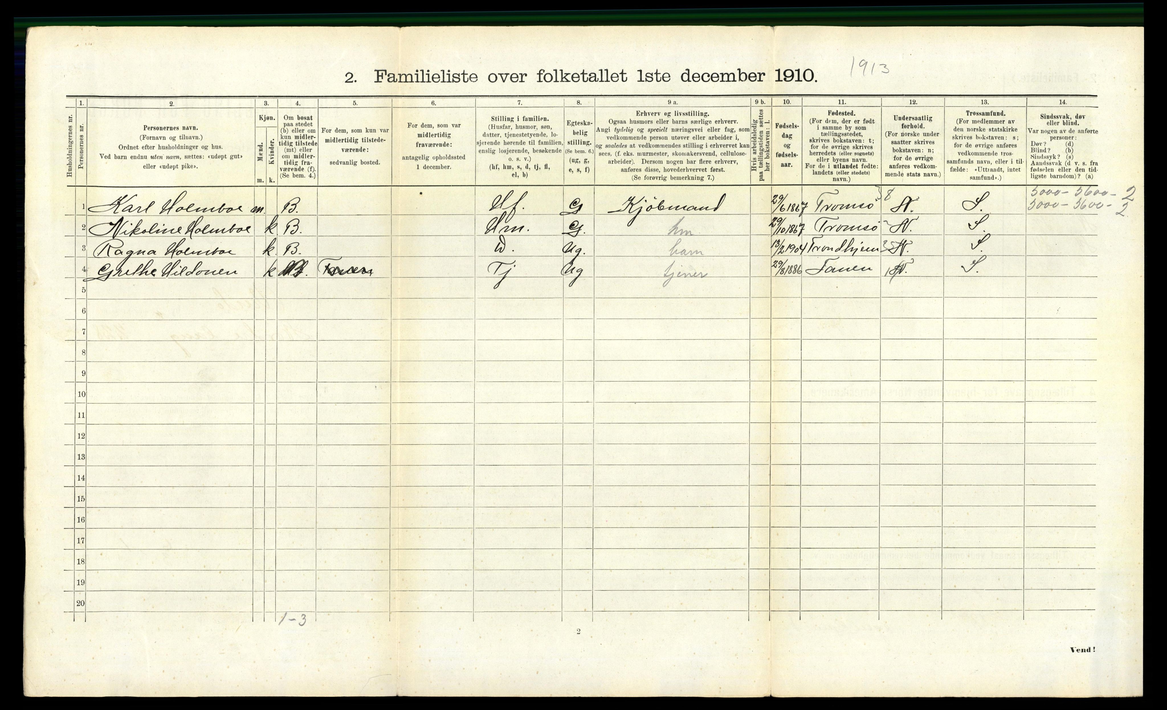 RA, 1910 census for Vardø, 1910, p. 1289