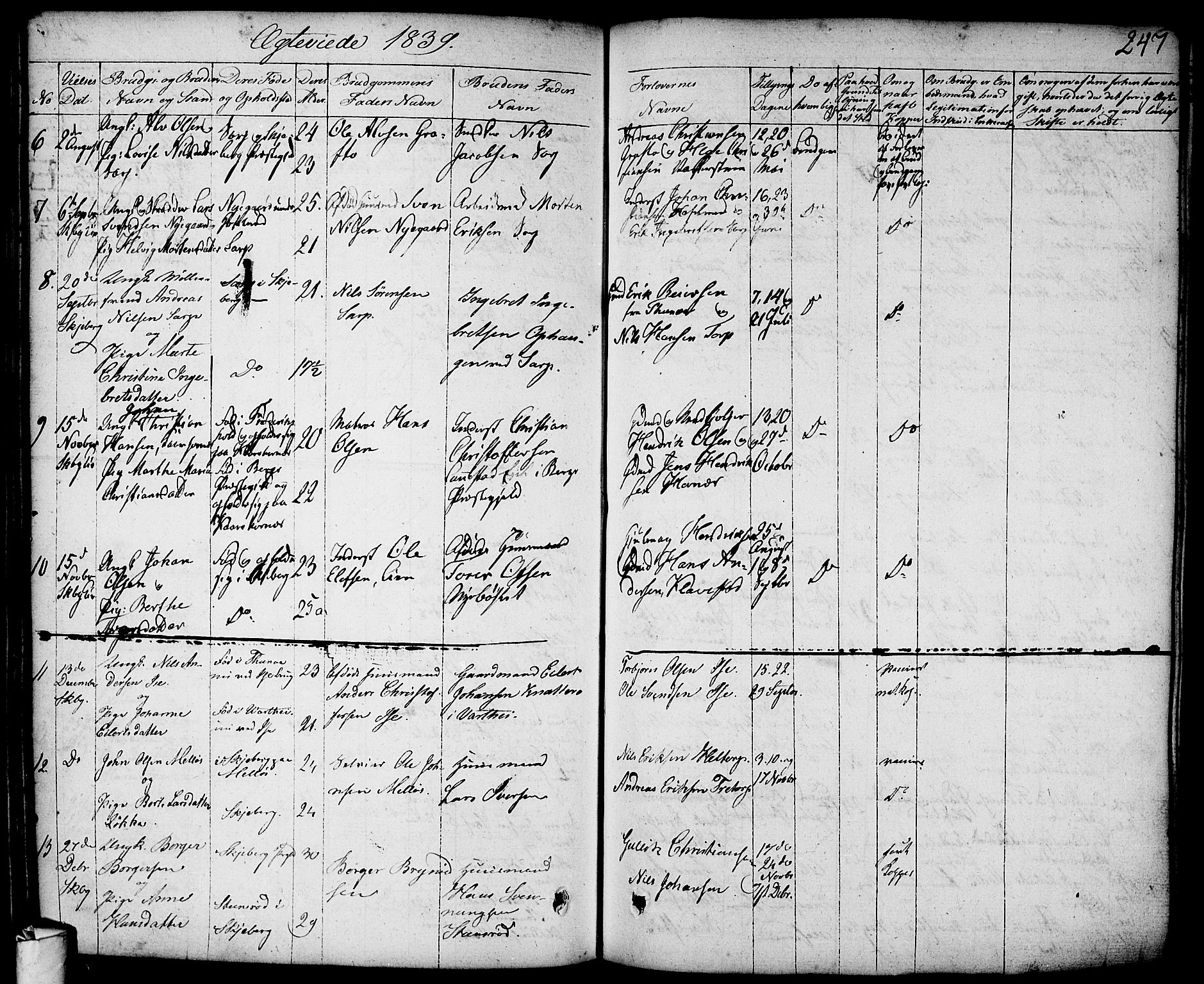 Skjeberg prestekontor Kirkebøker, AV/SAO-A-10923/F/Fa/L0005: Parish register (official) no. I 5, 1830-1845, p. 247