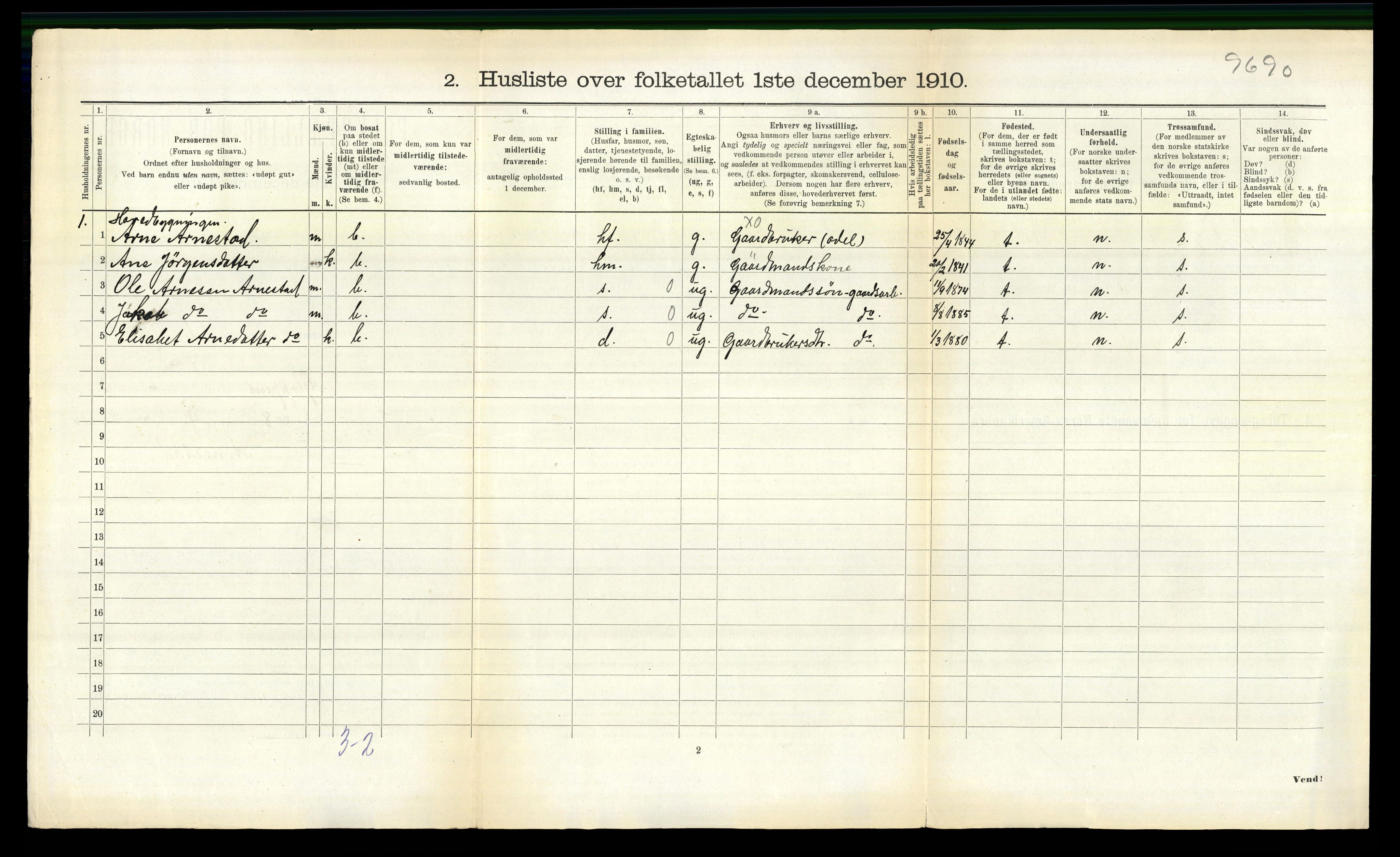 RA, 1910 census for Gloppen, 1910, p. 149