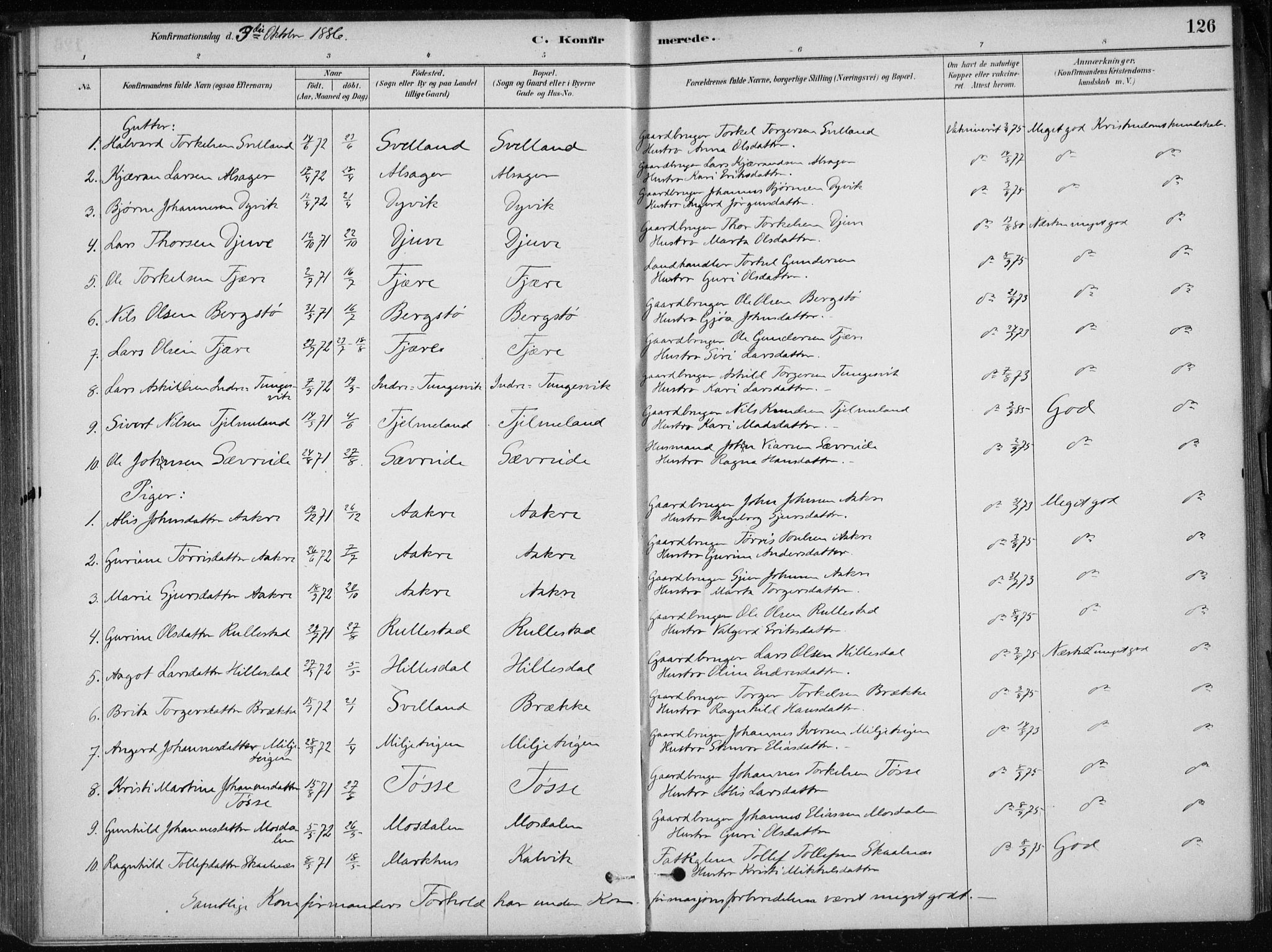Skånevik sokneprestembete, SAB/A-77801/H/Haa: Parish register (official) no. E  1, 1879-1901, p. 126