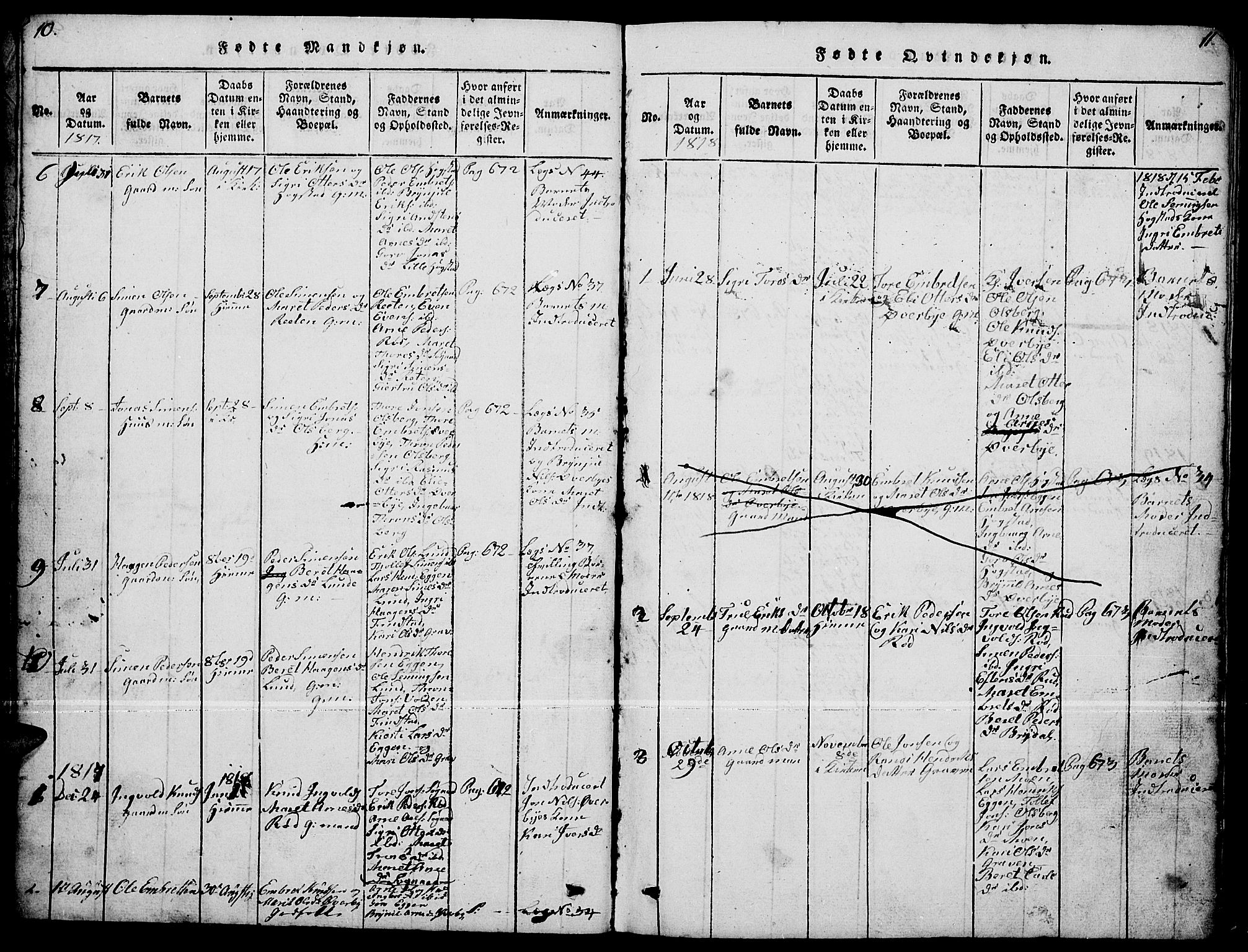Tynset prestekontor, SAH/PREST-058/H/Ha/Hab/L0004: Parish register (copy) no. 4, 1814-1879, p. 10-11