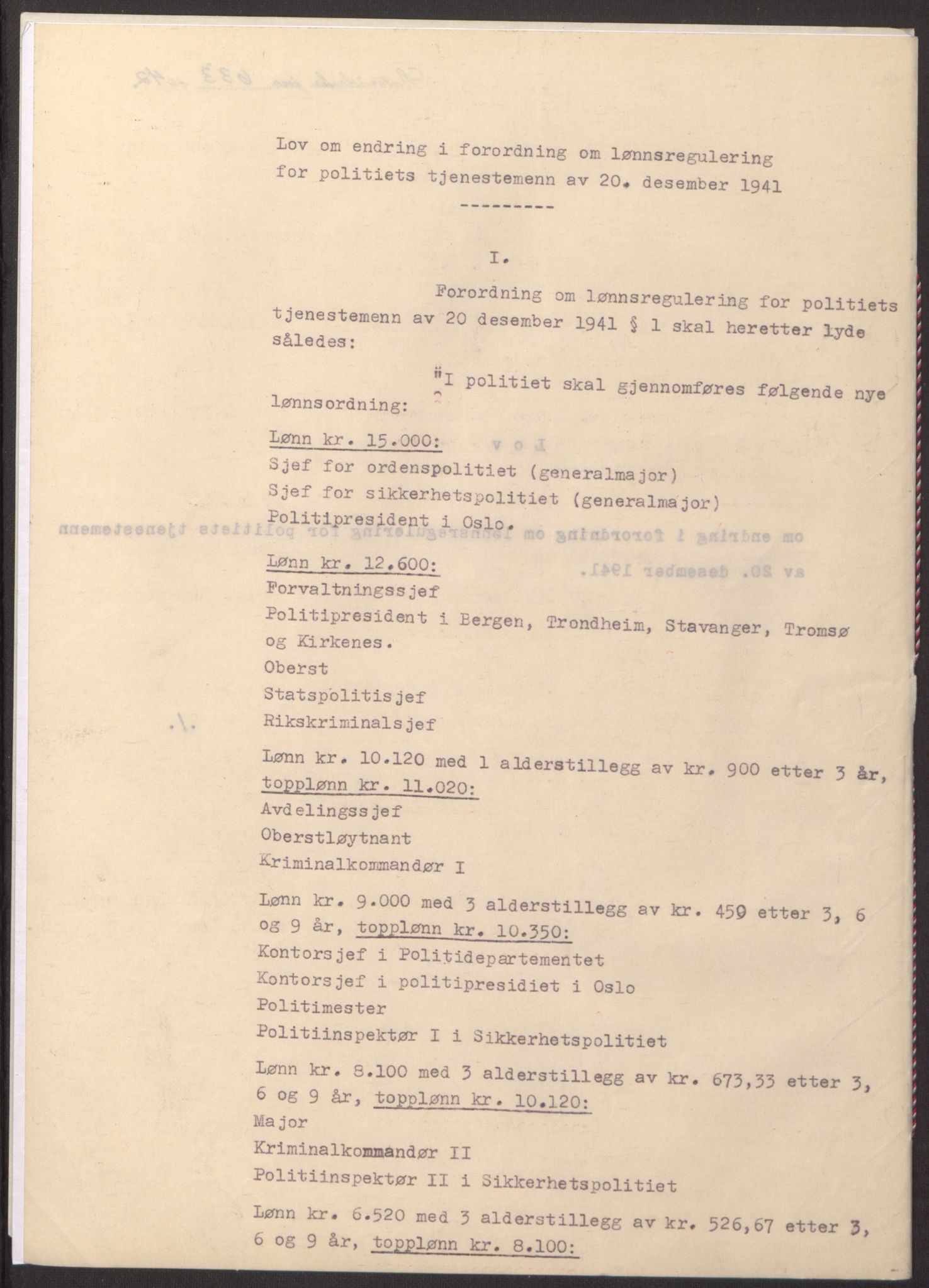 NS-administrasjonen 1940-1945 (Statsrådsekretariatet, de kommisariske statsråder mm), AV/RA-S-4279/D/Db/L0098: Lover II, 1942, p. 241