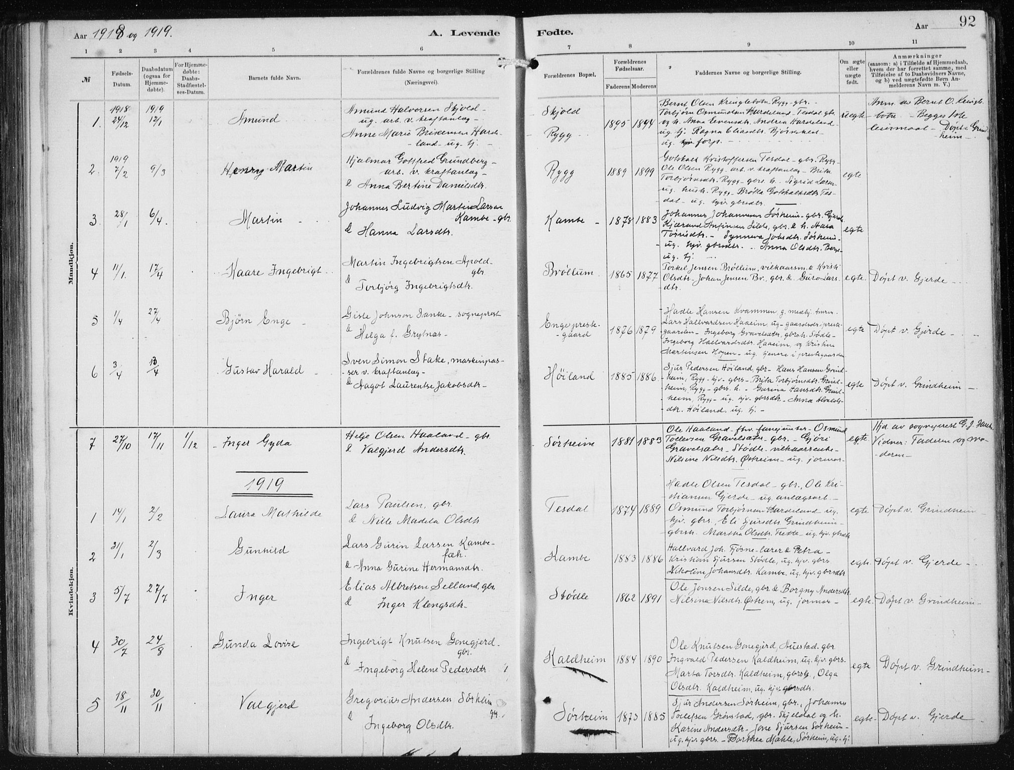 Etne sokneprestembete, SAB/A-75001/H/Haa: Parish register (official) no. B  1, 1879-1919, p. 92