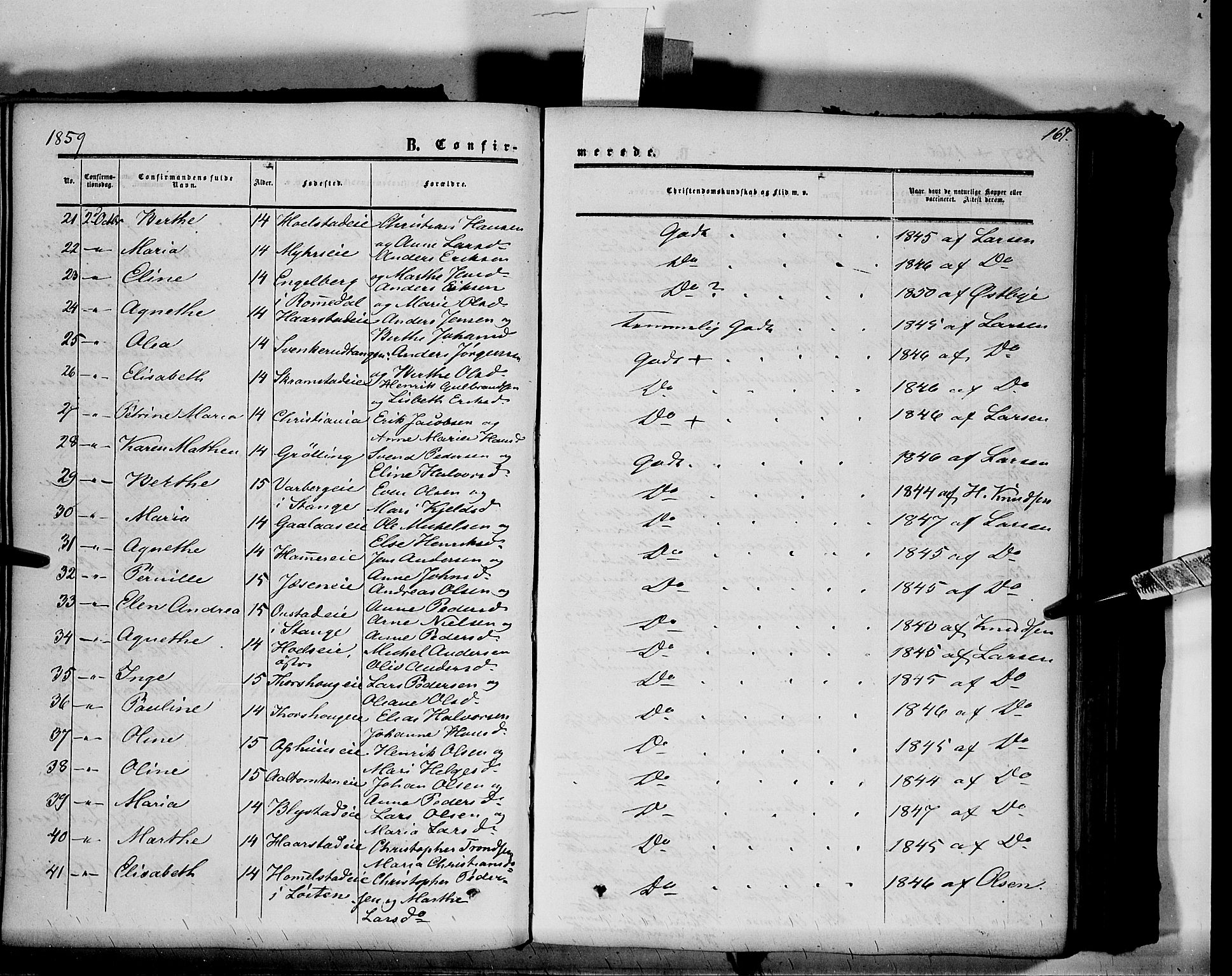 Vang prestekontor, Hedmark, SAH/PREST-008/H/Ha/Haa/L0012: Parish register (official) no. 12, 1855-1870, p. 167