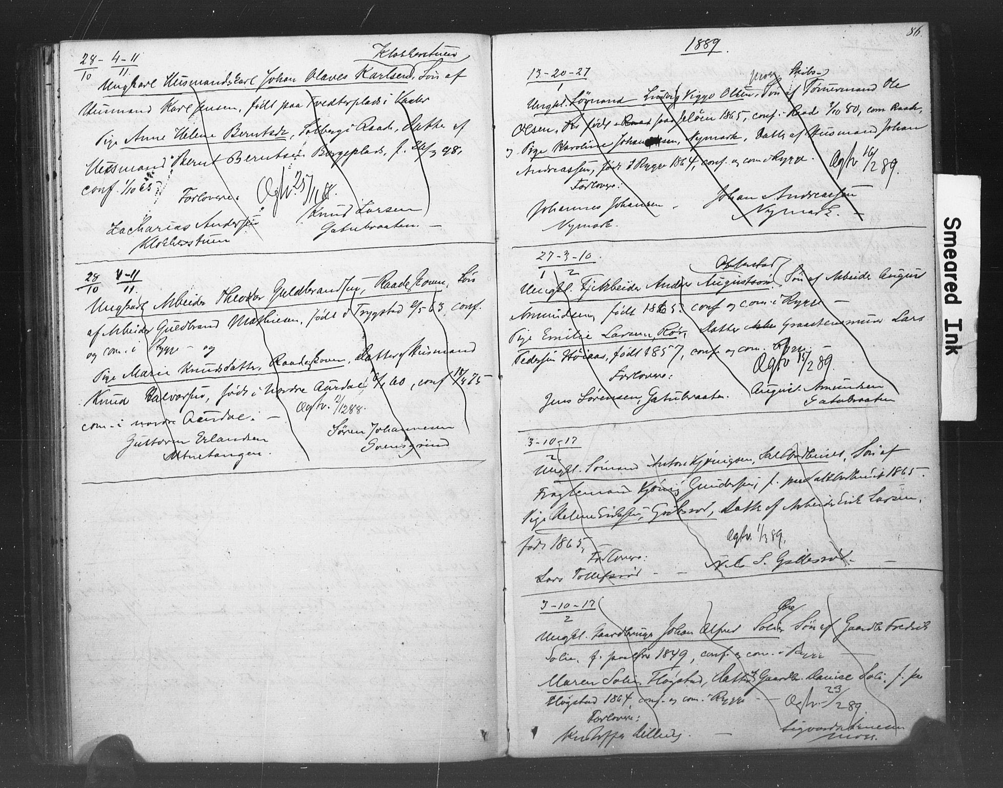Rygge prestekontor Kirkebøker, SAO/A-10084b/H/Ha/L0001: Banns register no. 1, 1859-1891, p. 86