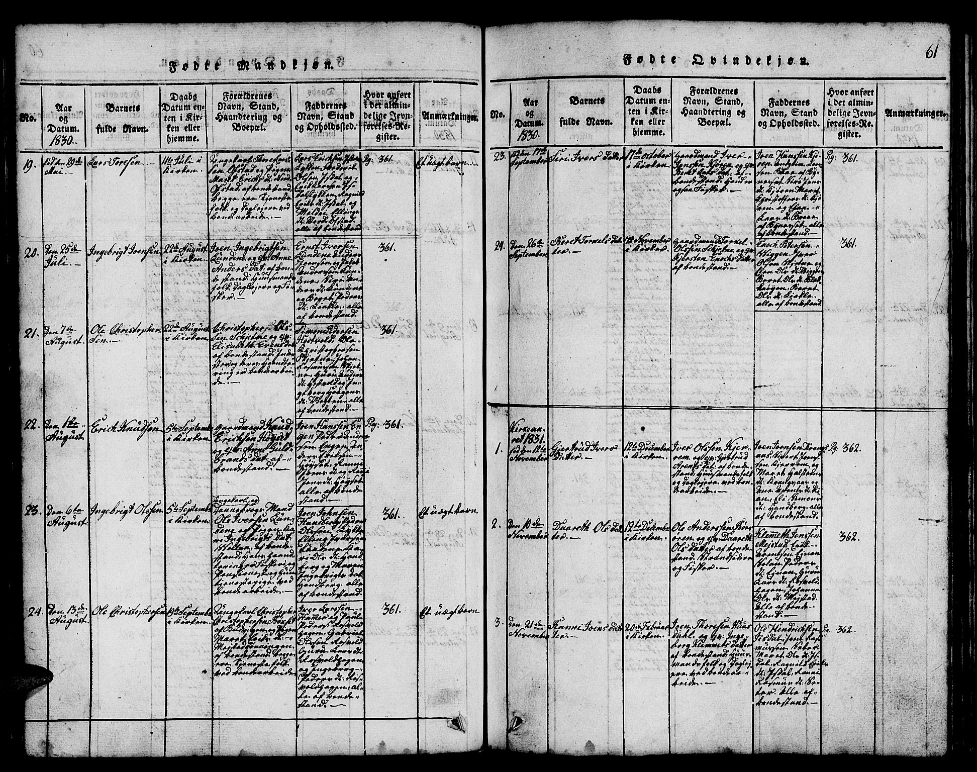 Ministerialprotokoller, klokkerbøker og fødselsregistre - Sør-Trøndelag, SAT/A-1456/665/L0776: Parish register (copy) no. 665C01, 1817-1837, p. 61