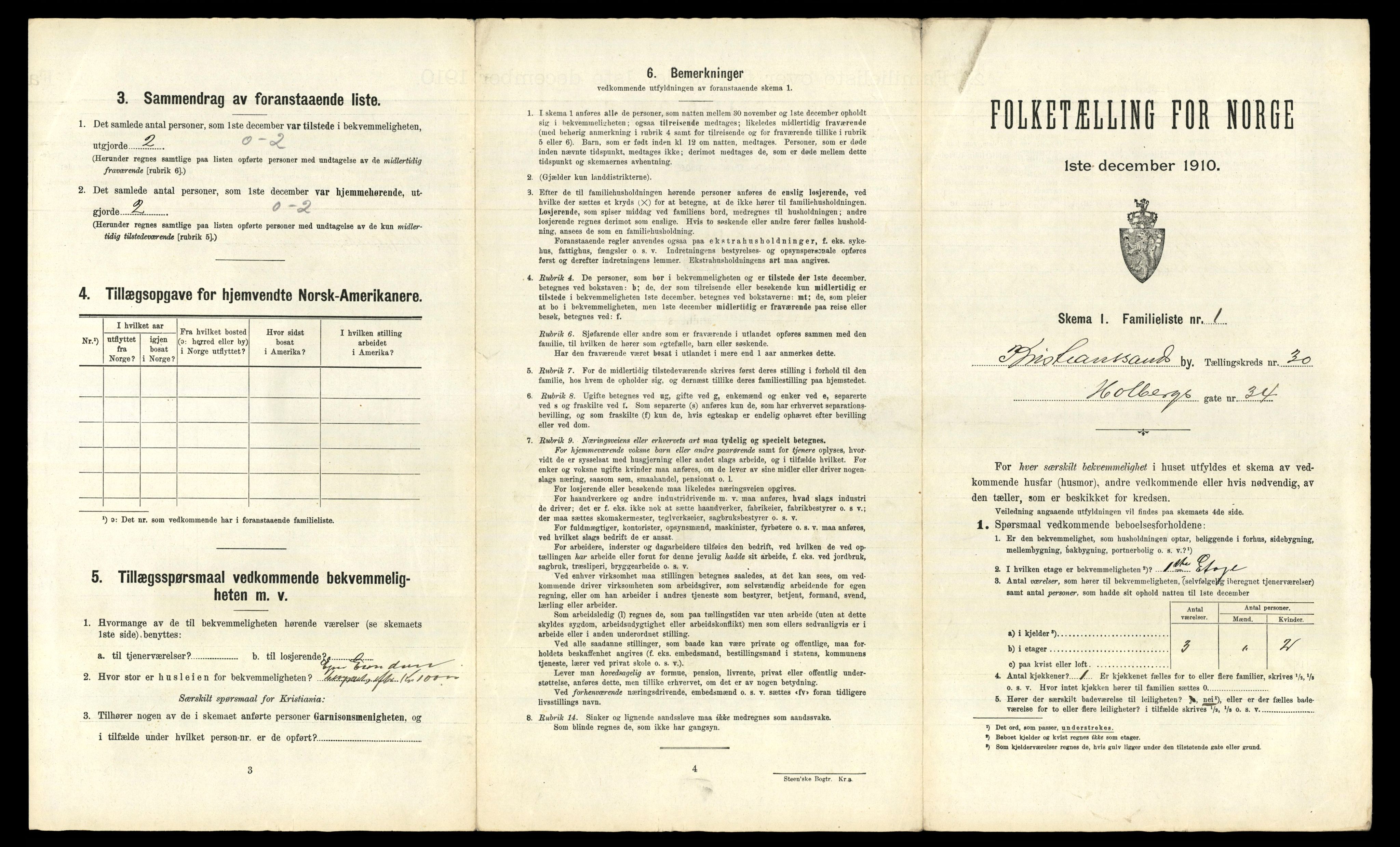 RA, 1910 census for Kristiansand, 1910, p. 8100