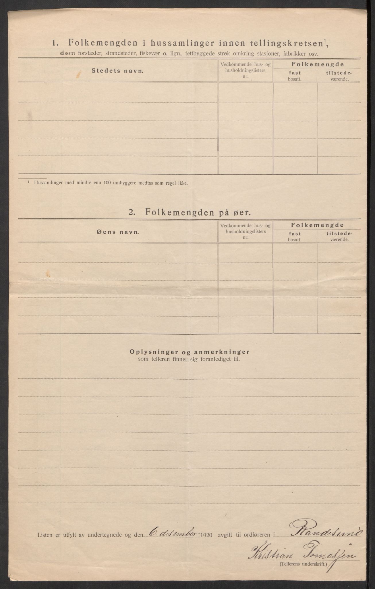 SAK, 1920 census for Randesund, 1920, p. 18