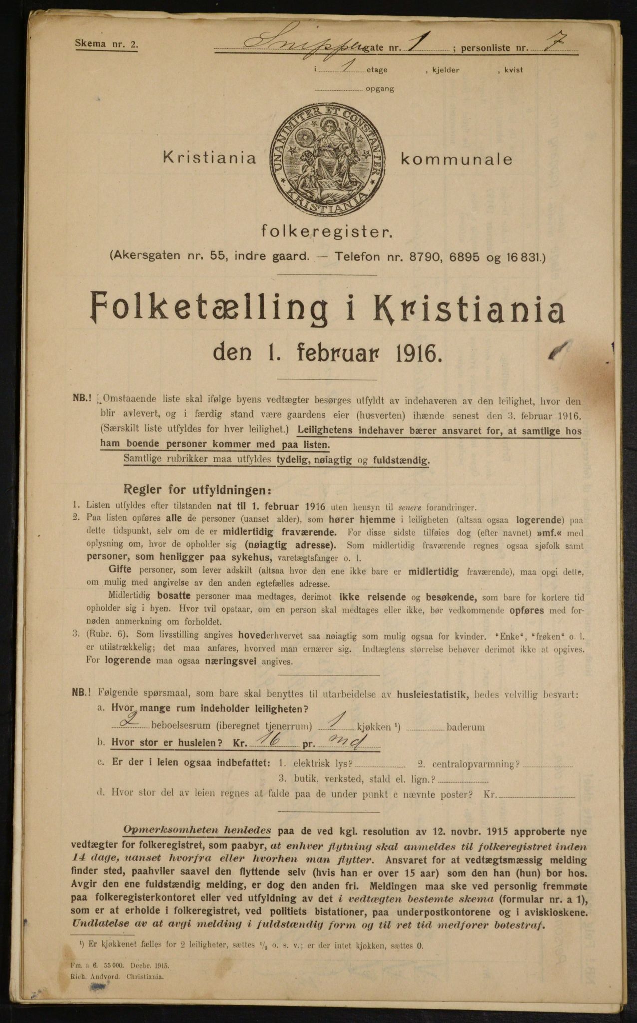 OBA, Municipal Census 1916 for Kristiania, 1916, p. 100442