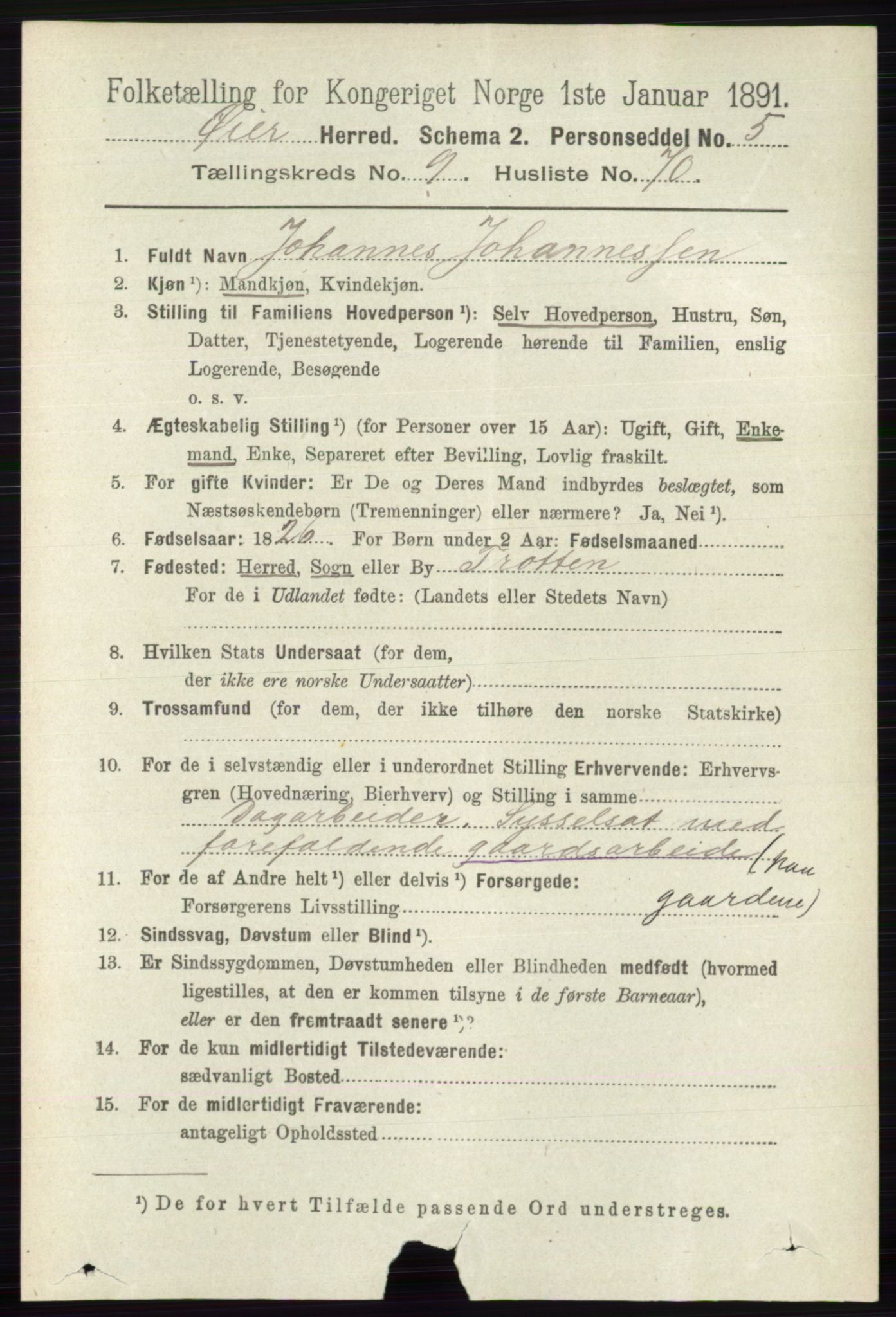 RA, 1891 census for 0521 Øyer, 1891, p. 3487