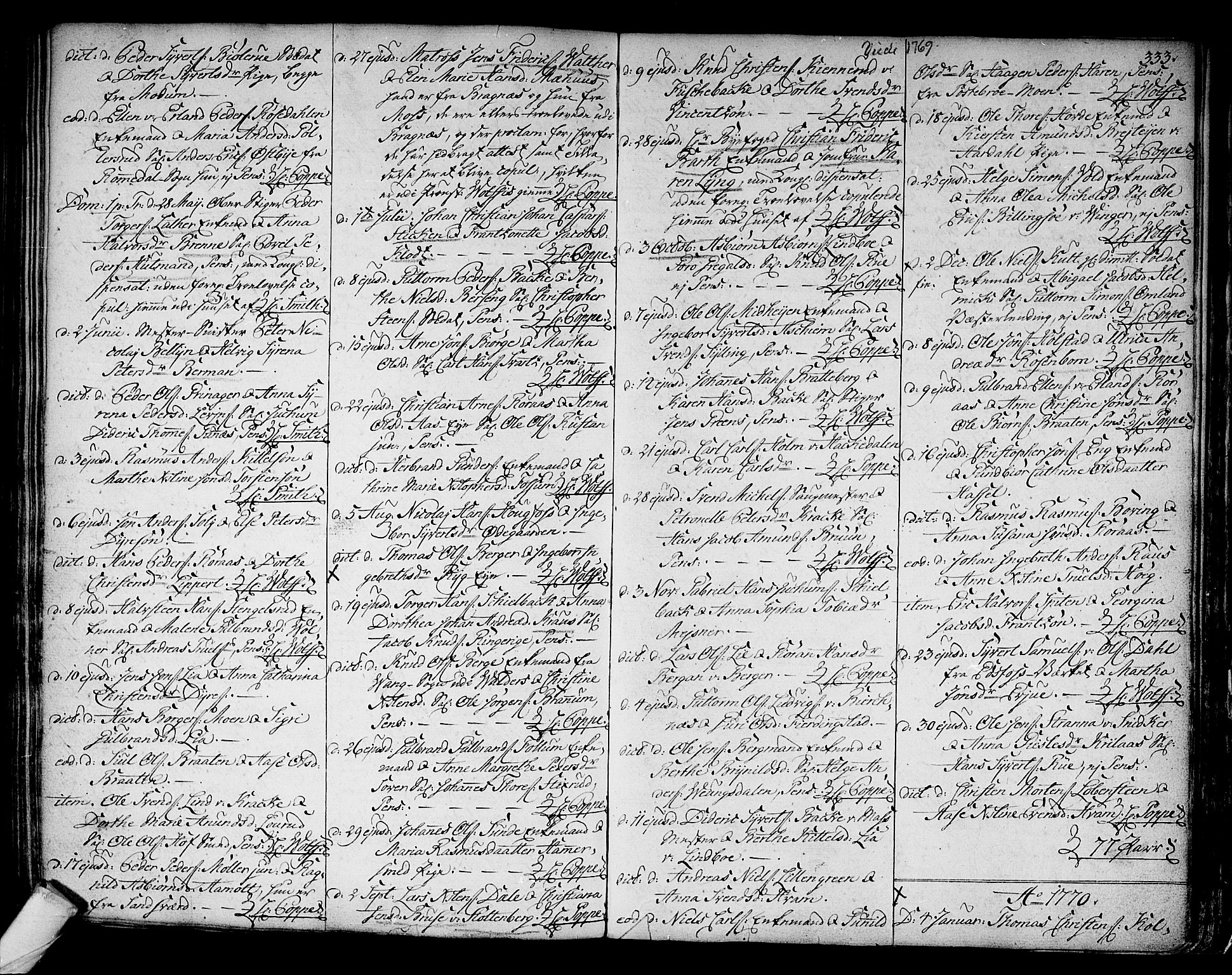Kongsberg kirkebøker, SAKO/A-22/F/Fa/L0005: Parish register (official) no. I 5, 1769-1782, p. 333