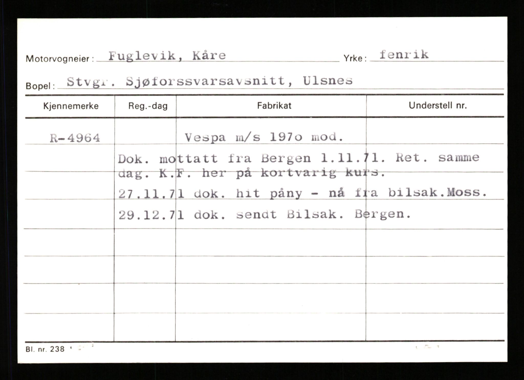 Stavanger trafikkstasjon, SAST/A-101942/0/G/L0001: Registreringsnummer: 0 - 5782, 1930-1971, p. 2905