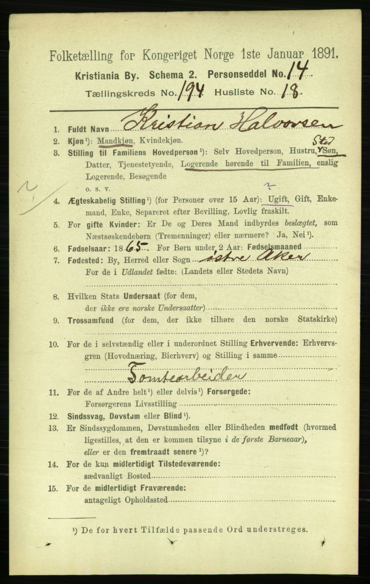 RA, 1891 census for 0301 Kristiania, 1891, p. 117181