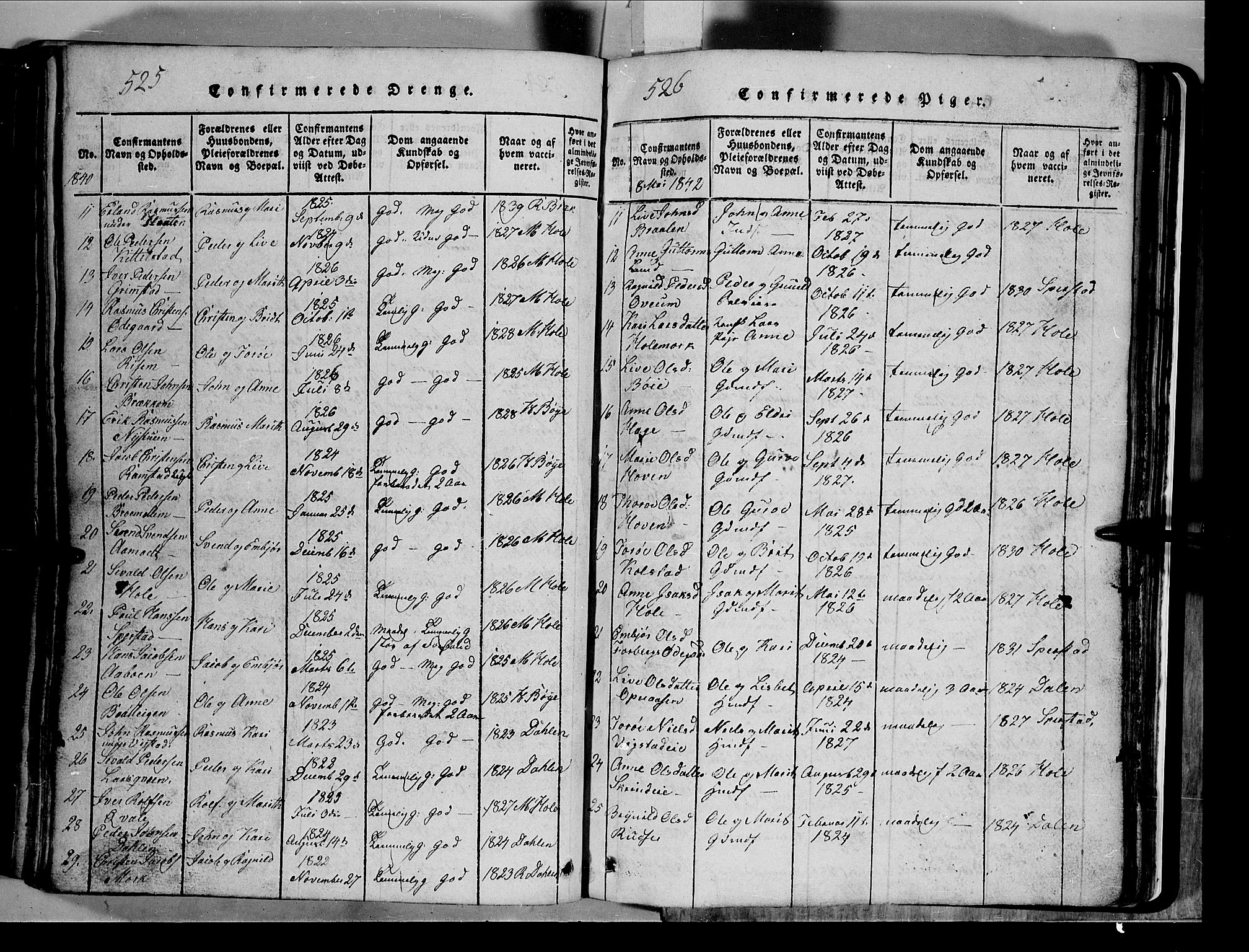 Lom prestekontor, AV/SAH-PREST-070/L/L0003: Parish register (copy) no. 3, 1815-1844, p. 525-526